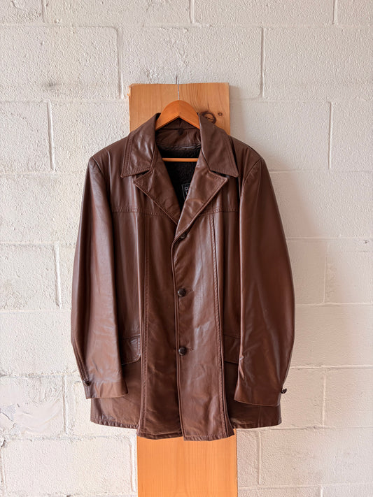 Vtg Lined Brown Leather Jacket : 44 (Local Pick Up Only)