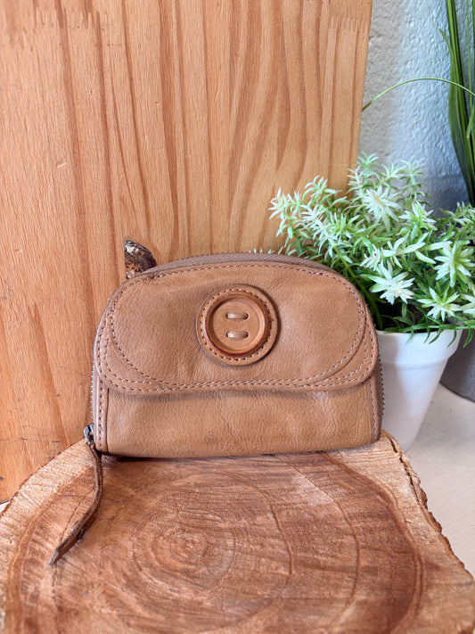 Light Brown Fossil Button Wallet