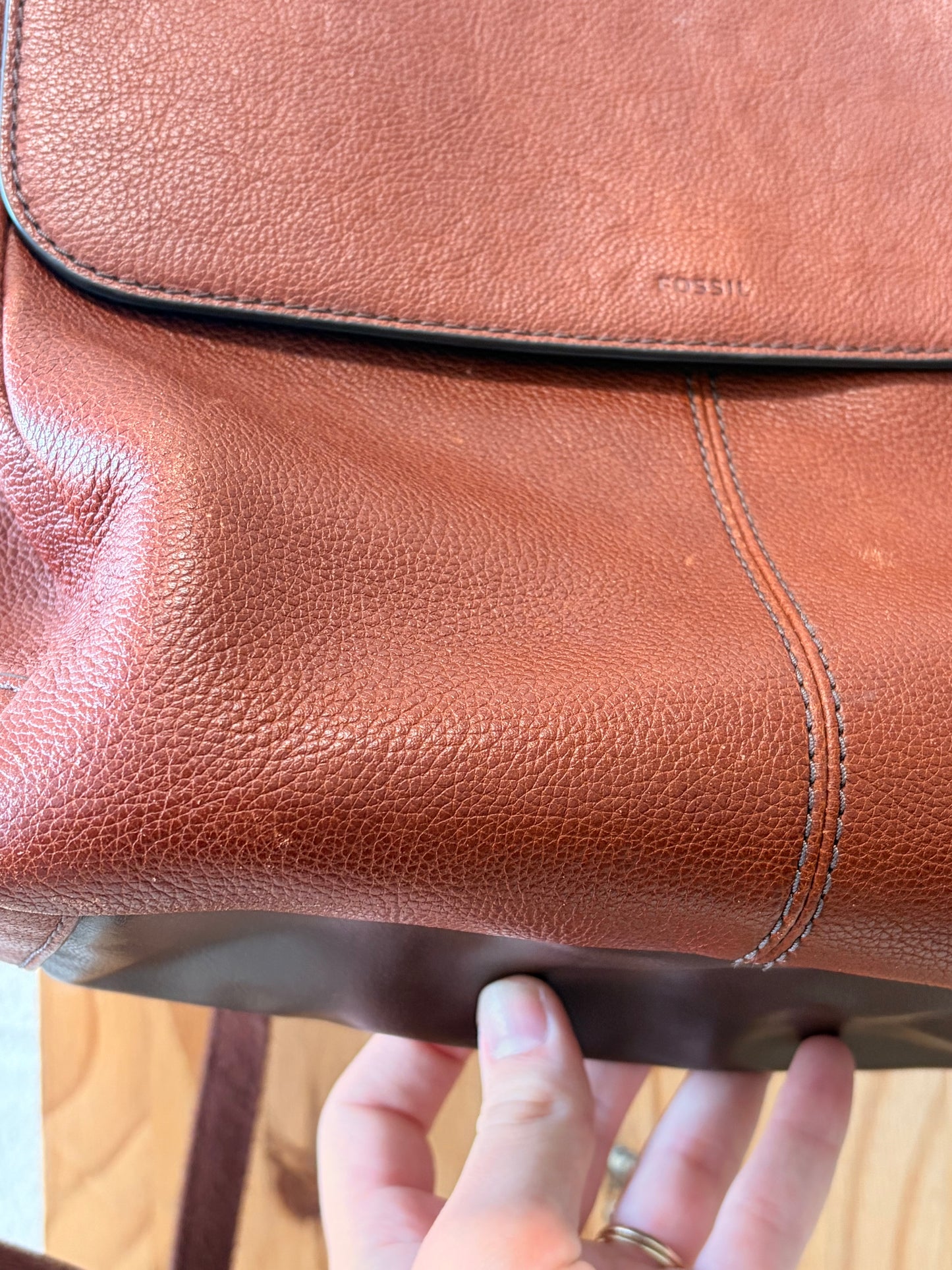 Fossil Pebbled Brown Backpack