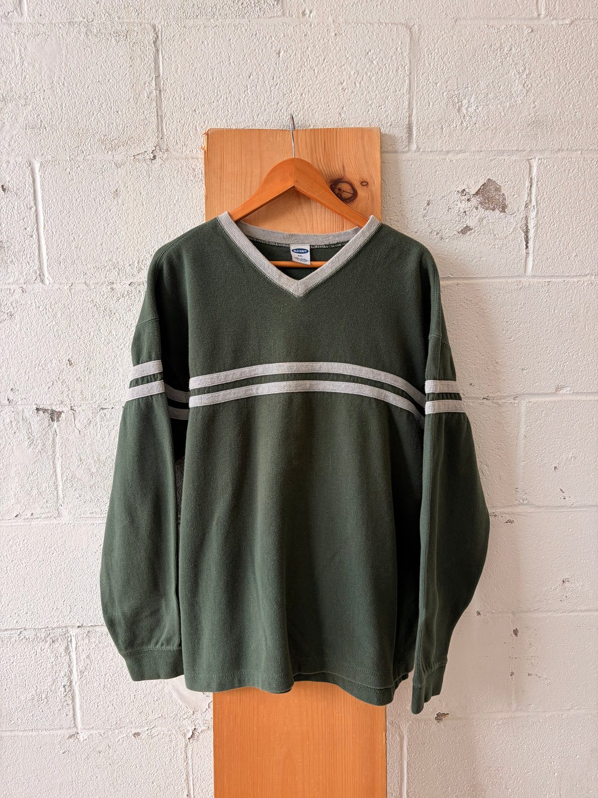 Vtg Old Navy Striped Green Crew : XXL