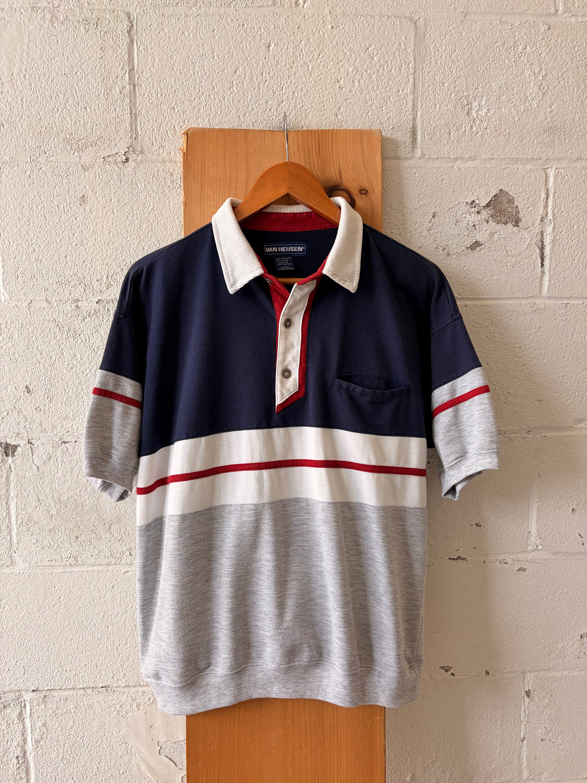 90’s Red & Navy Color Block Polo : L