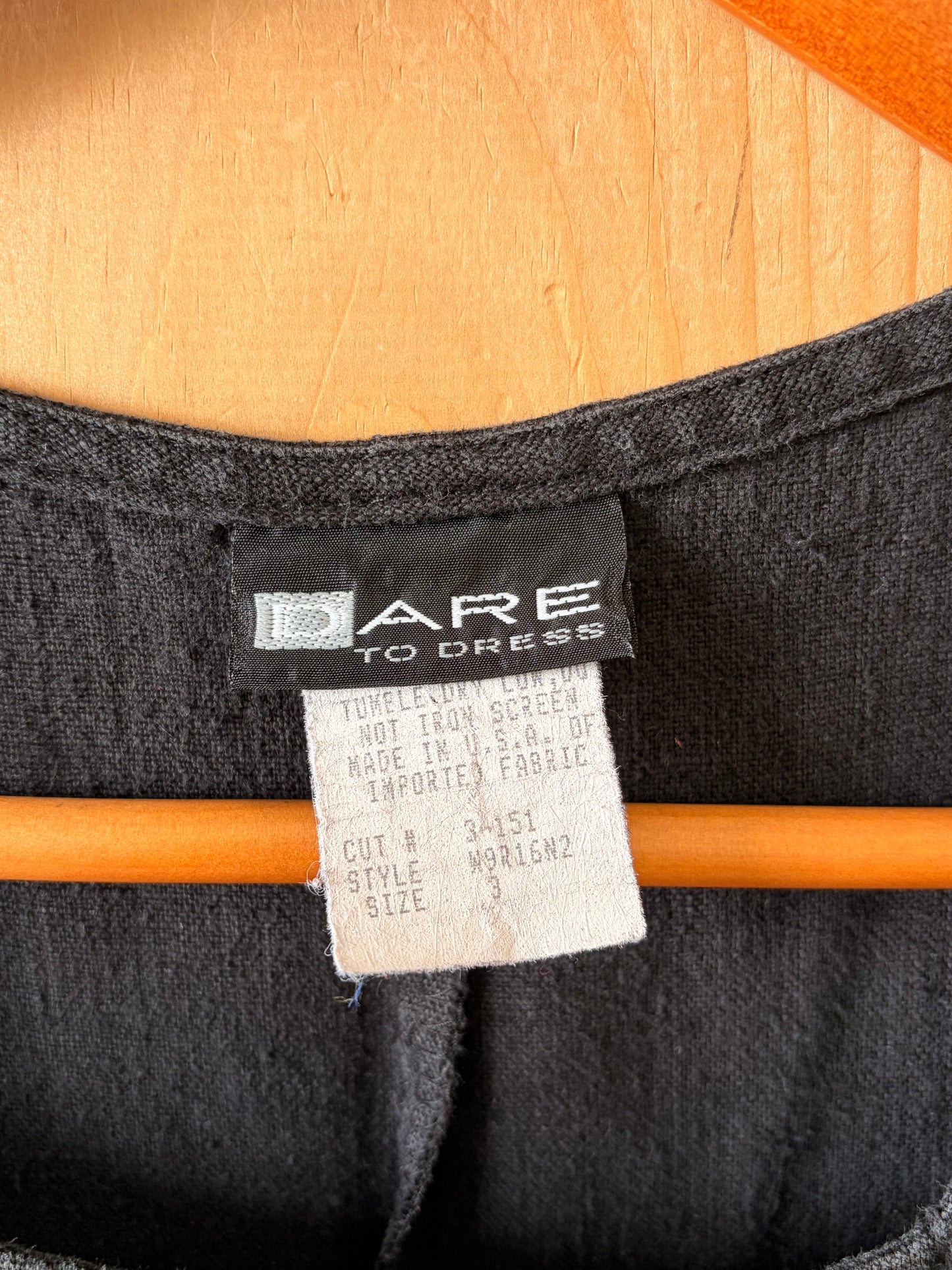 Vtg Black Linen Maxi Dress : 3