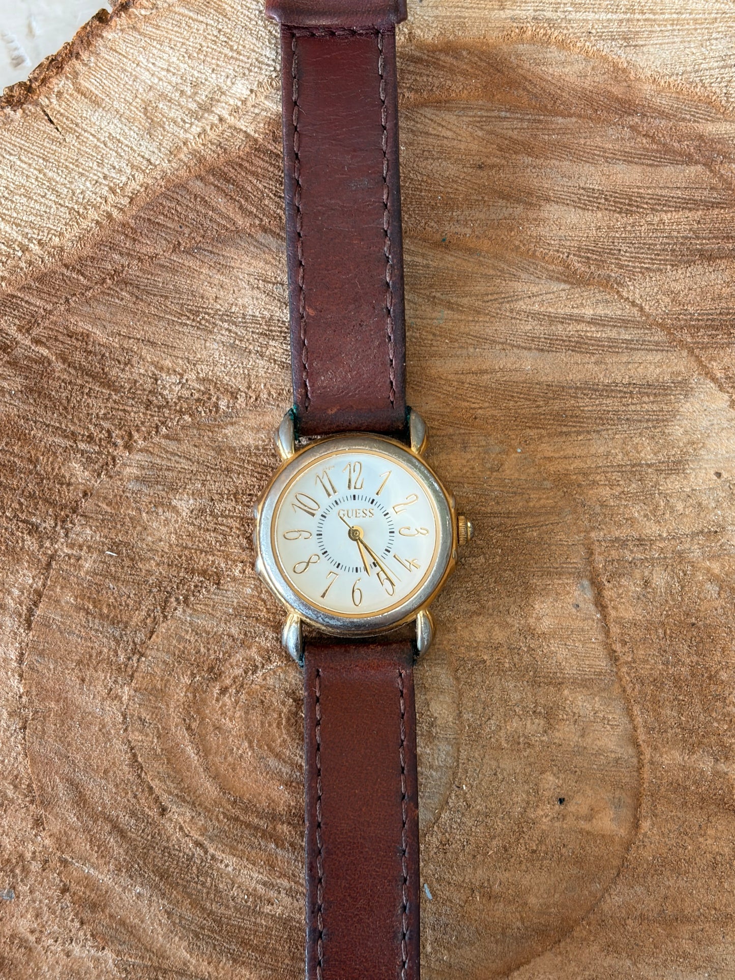 Vtg Guess Brown Leather Watch (Untested)