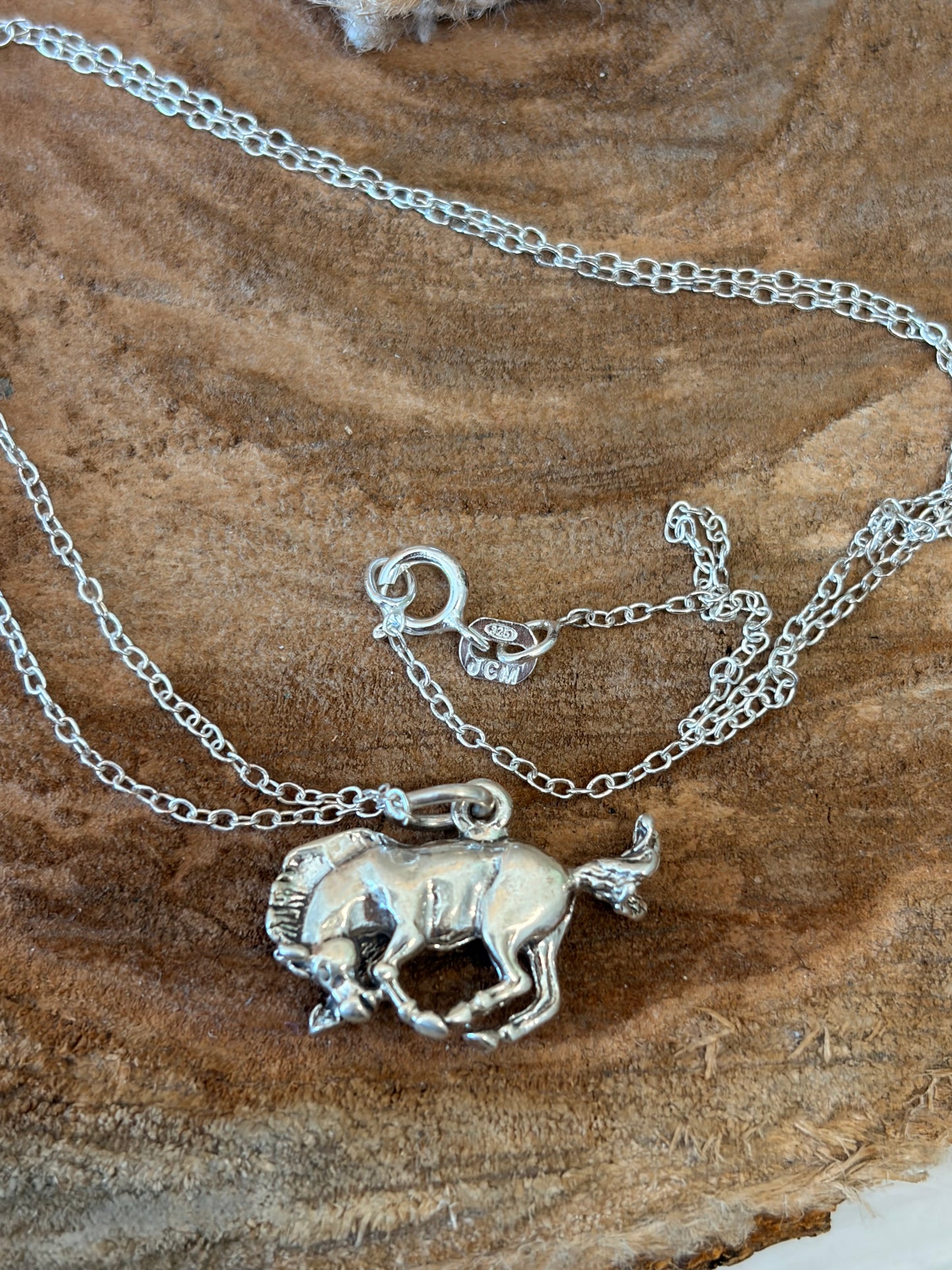 925 Silver Bucking Horse Necklace