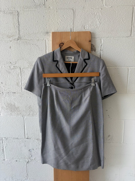 Houndstooth Print Top and Skirt Set : 14