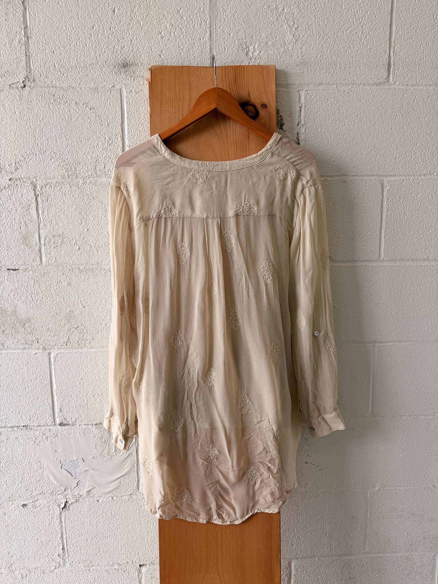 Sheer Boho Embroidered Top : L/XL