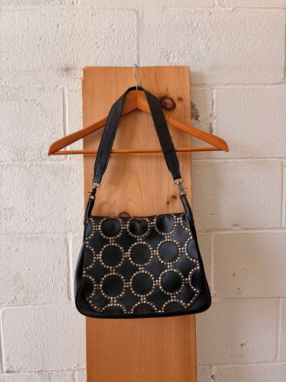 Circular Studded Leather Purse