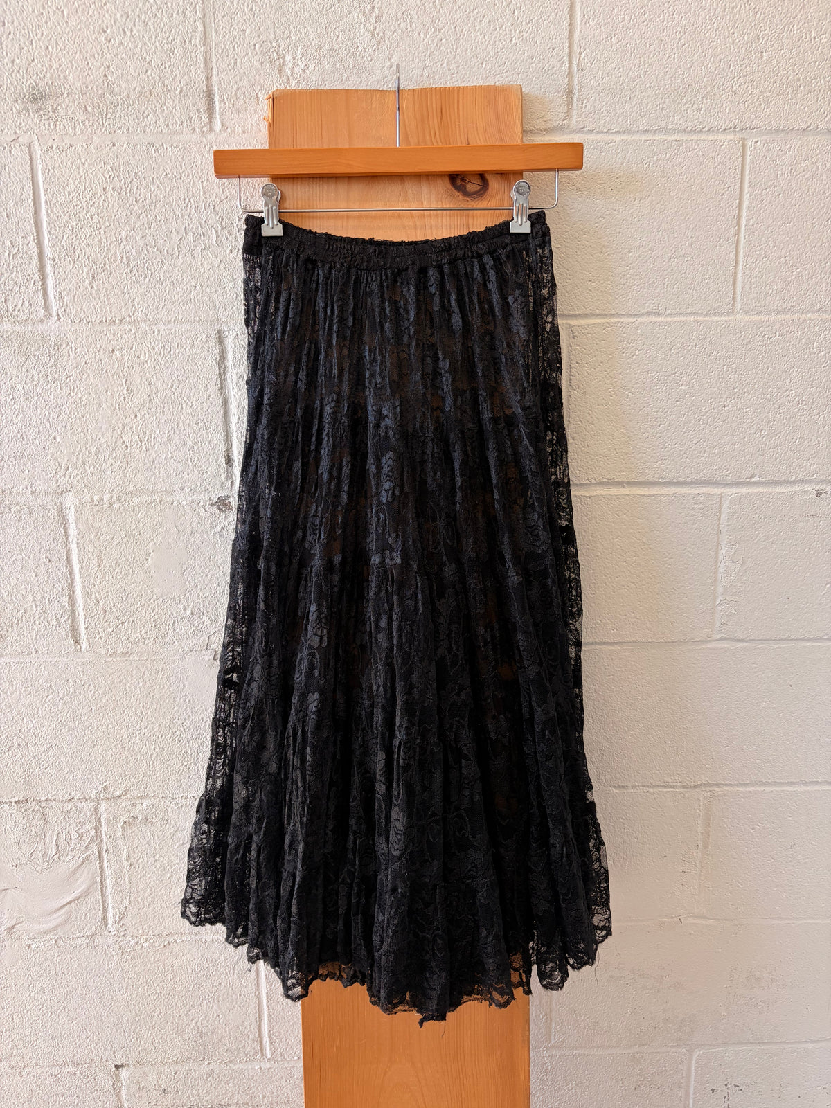 Sheer Black Lace Overlay Skirt : S