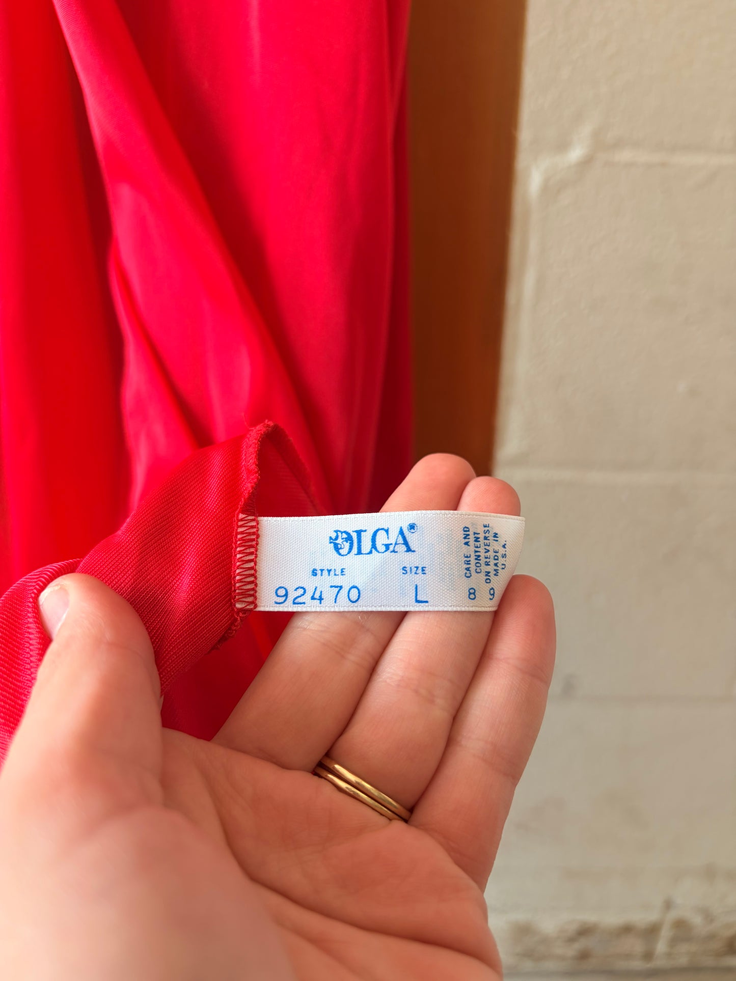 Vtg Olga Red Nightgown : L
