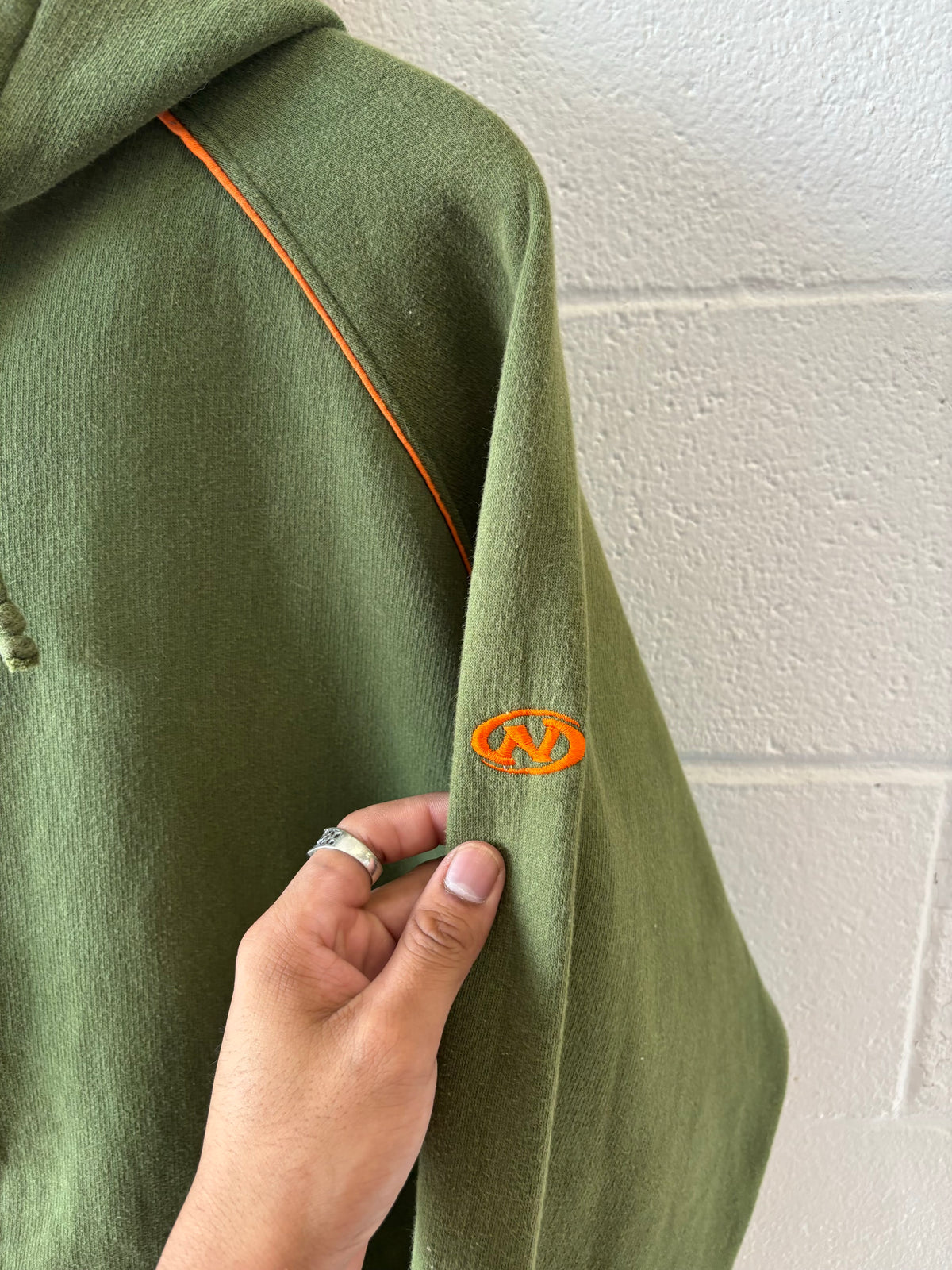 Y2K Green Zip Up Hoodie : L