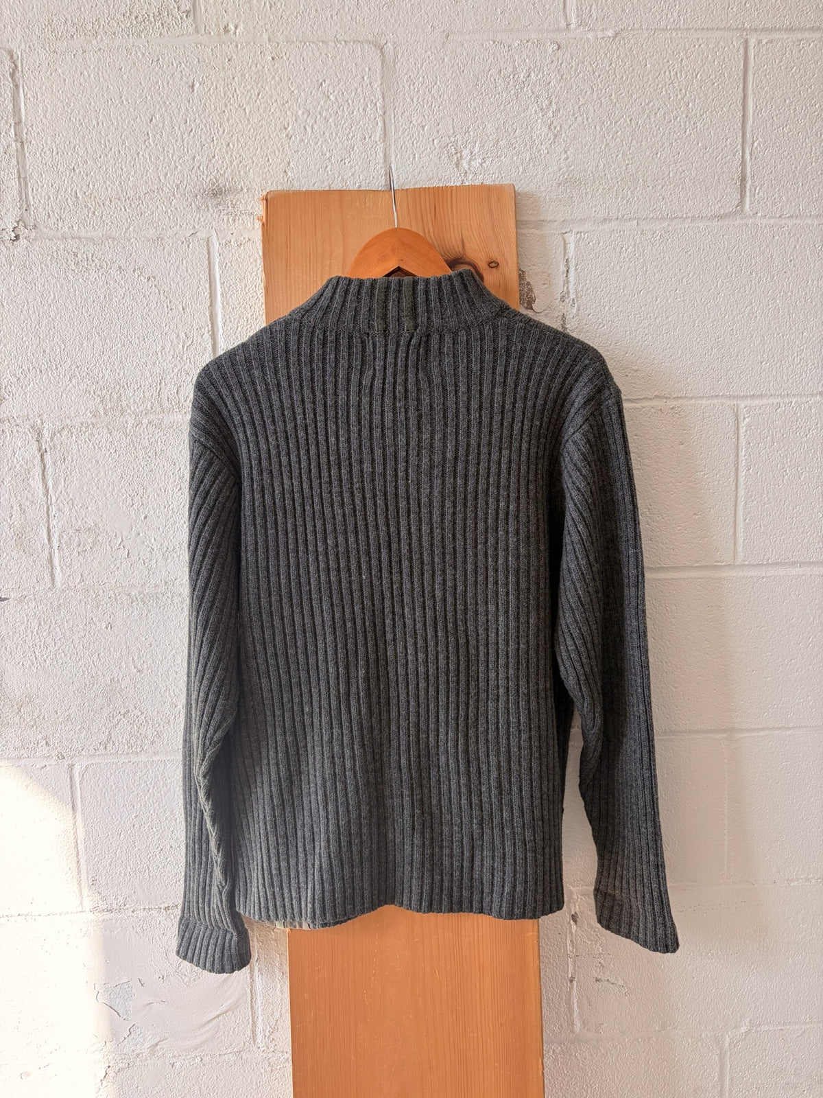 Ribbed Double Button Collar Sweater : XXL