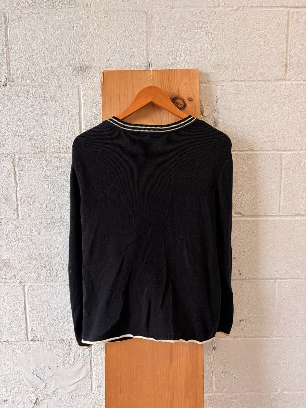 Vtg Black Zip Up Cardigan : S