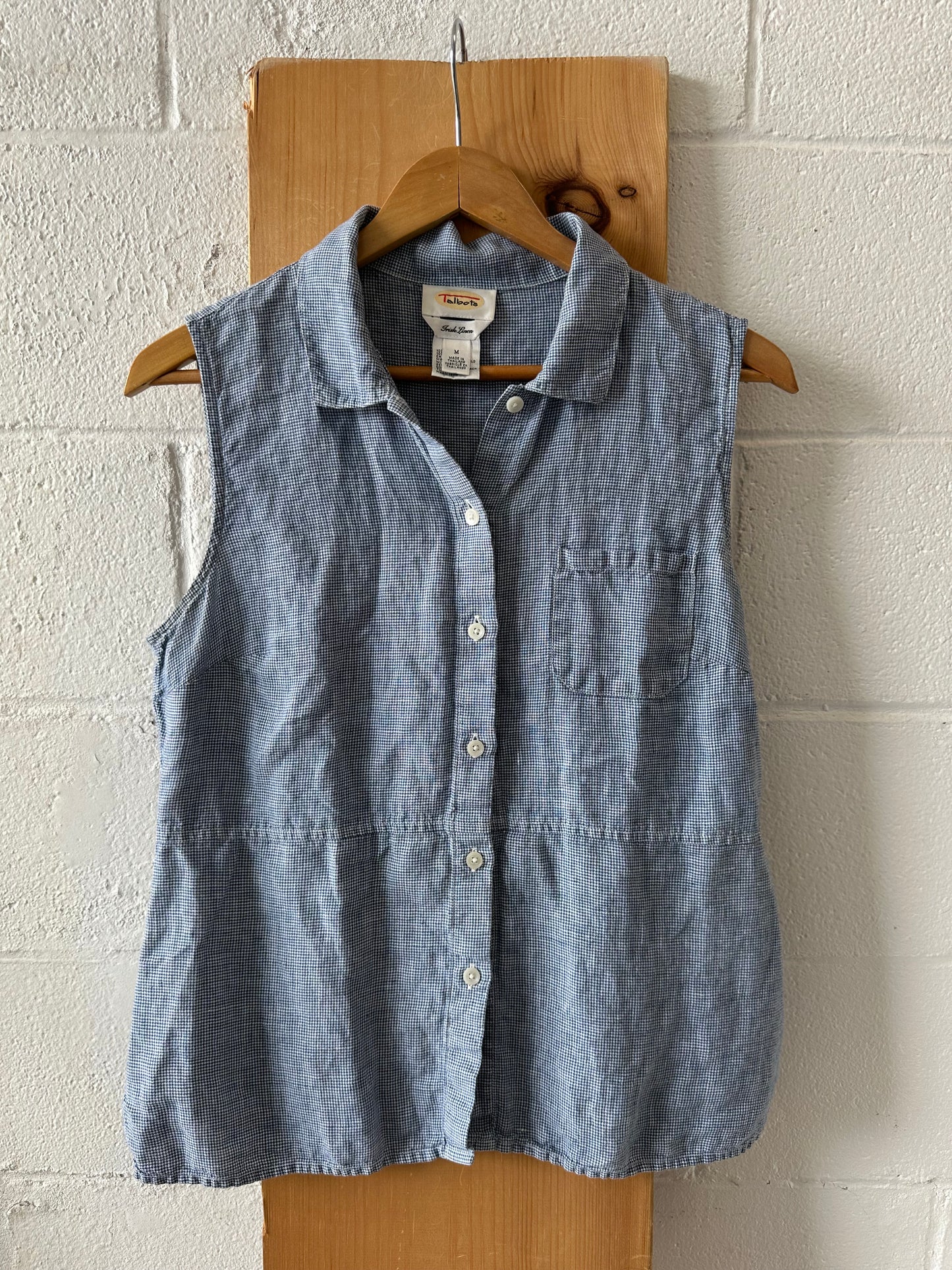 Vtg Blue Linen Top : M