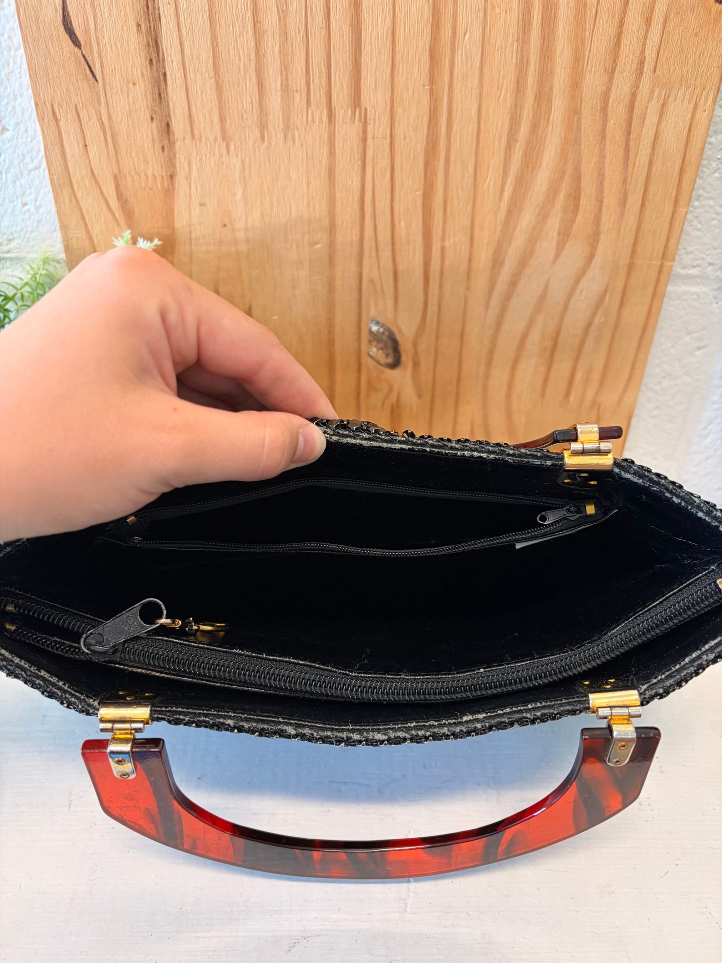 Shiny Black Metal Mesh Handbag