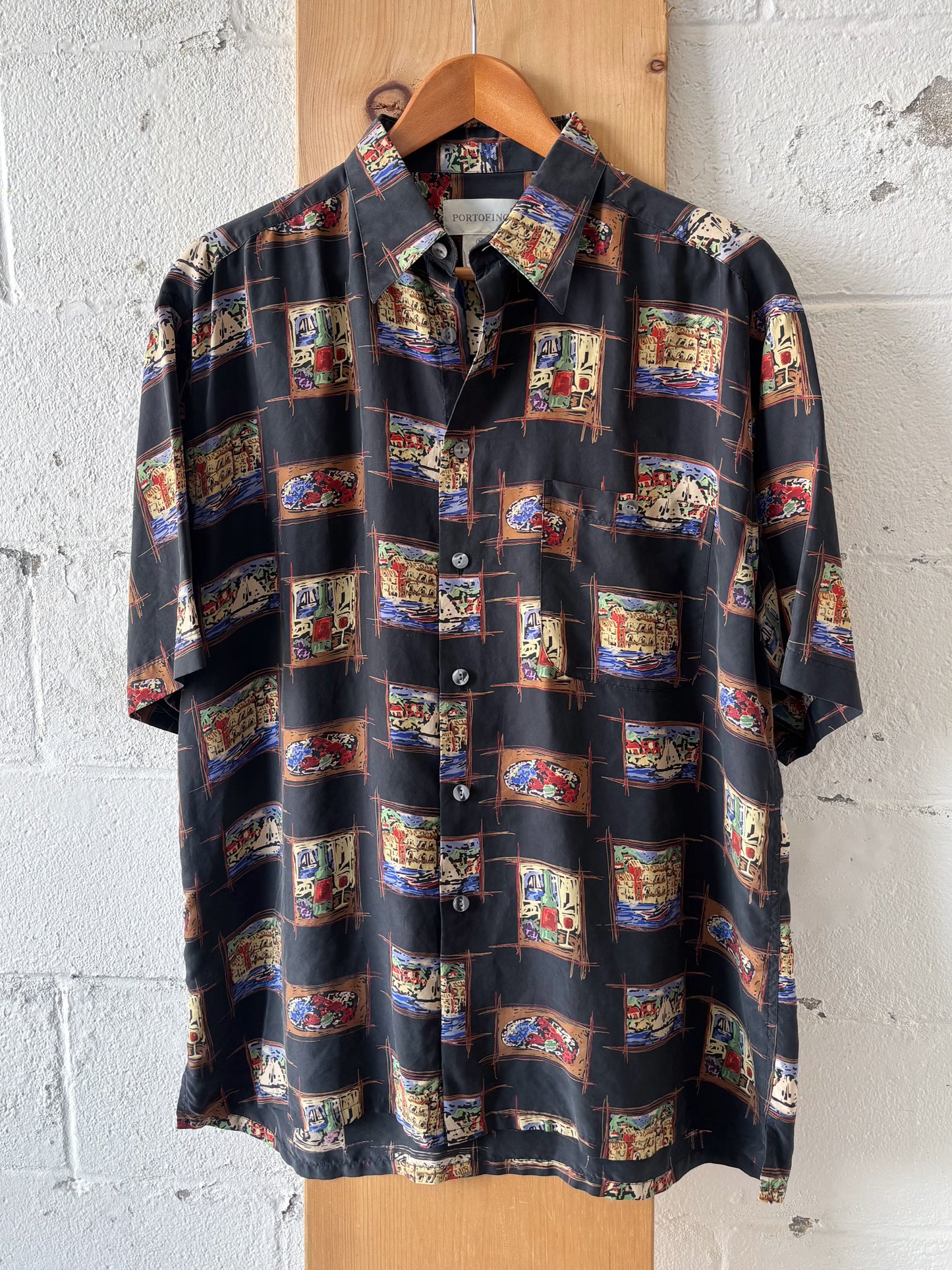 Patterned Silk Button Up : L