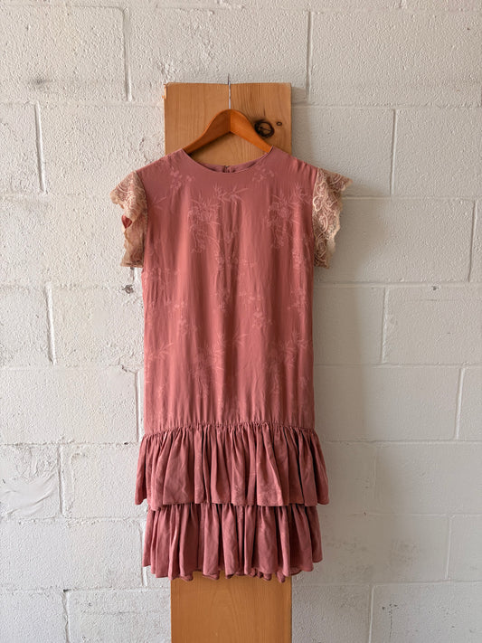 Ruffled Floral Pink Dress : M