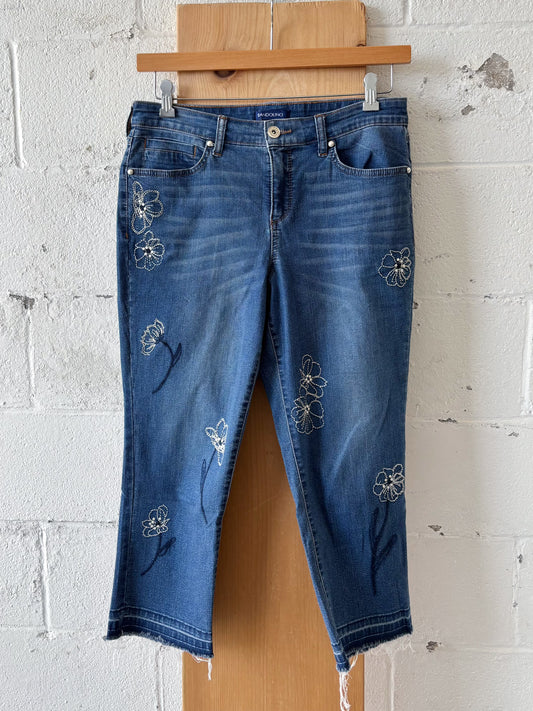 Embroidered Denim Jeans : 34” W