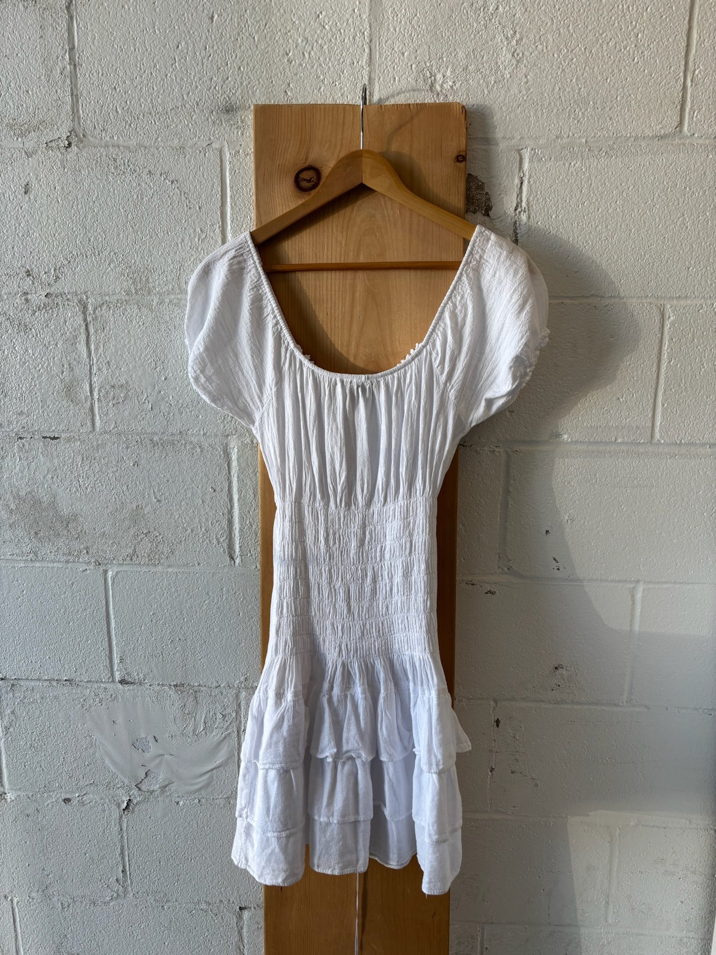 White Cotton Mini Dress : S/M