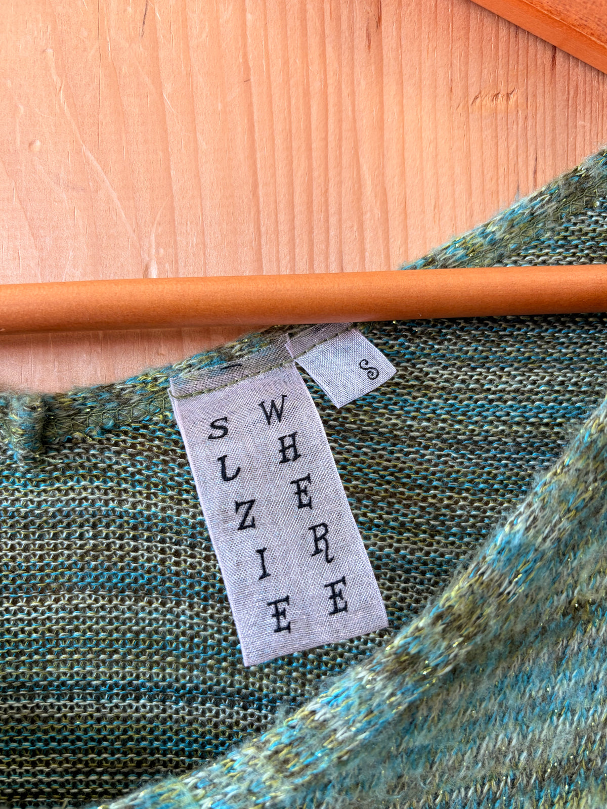 Knit Green Shimmer Poncho : S