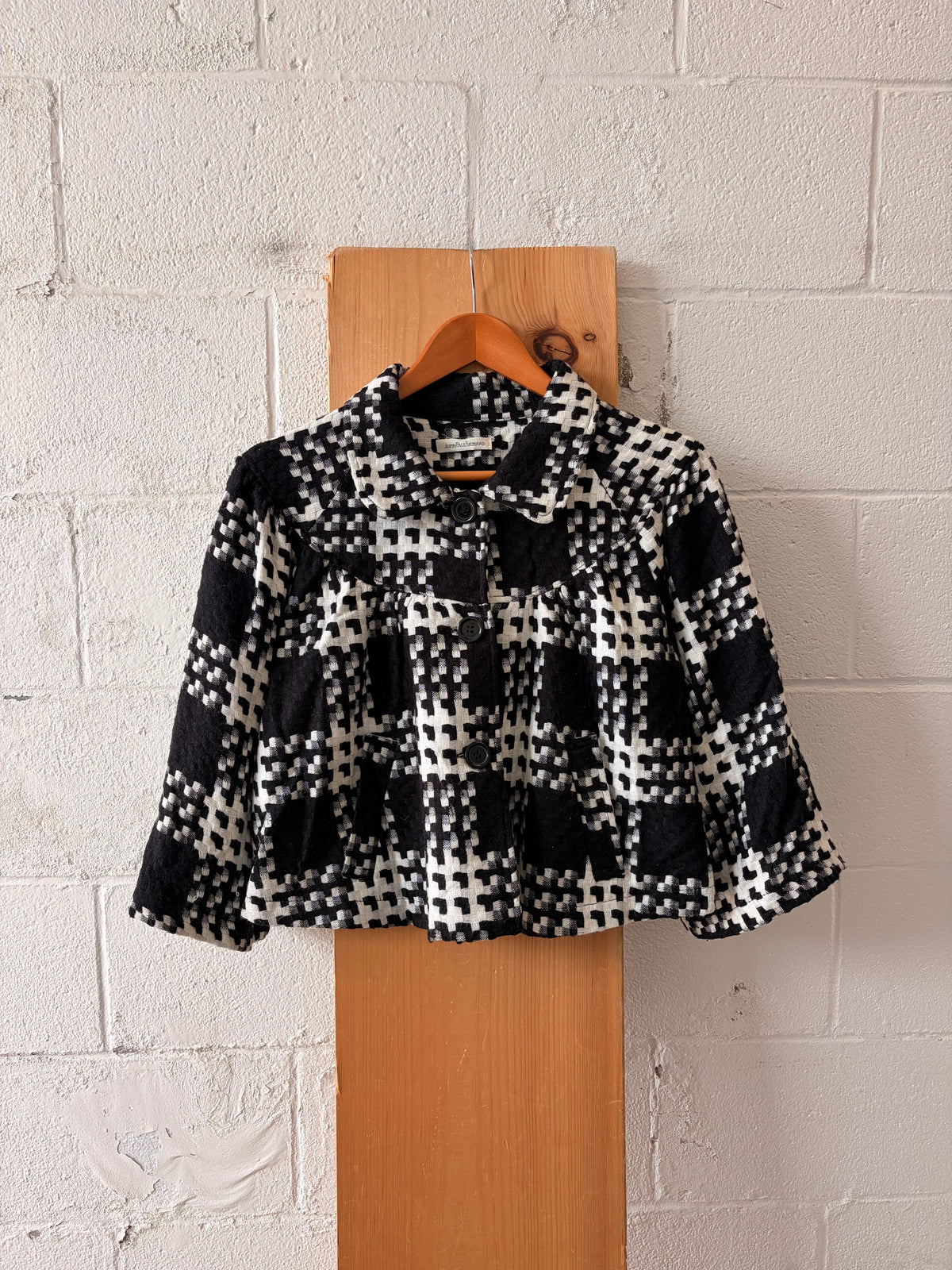 Black & White Wool Blend Swing Jacket : M/L