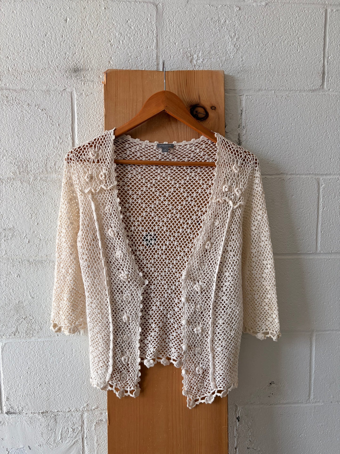 Cream Crochet Cardigan : XL