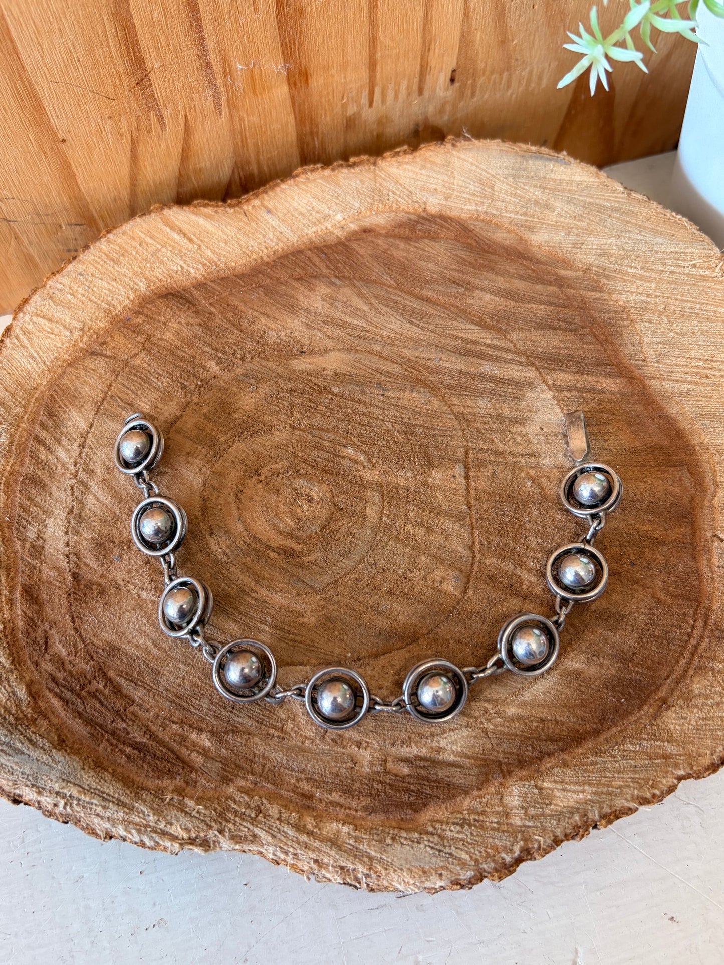 Silver Tone Sphere Link Bracelet