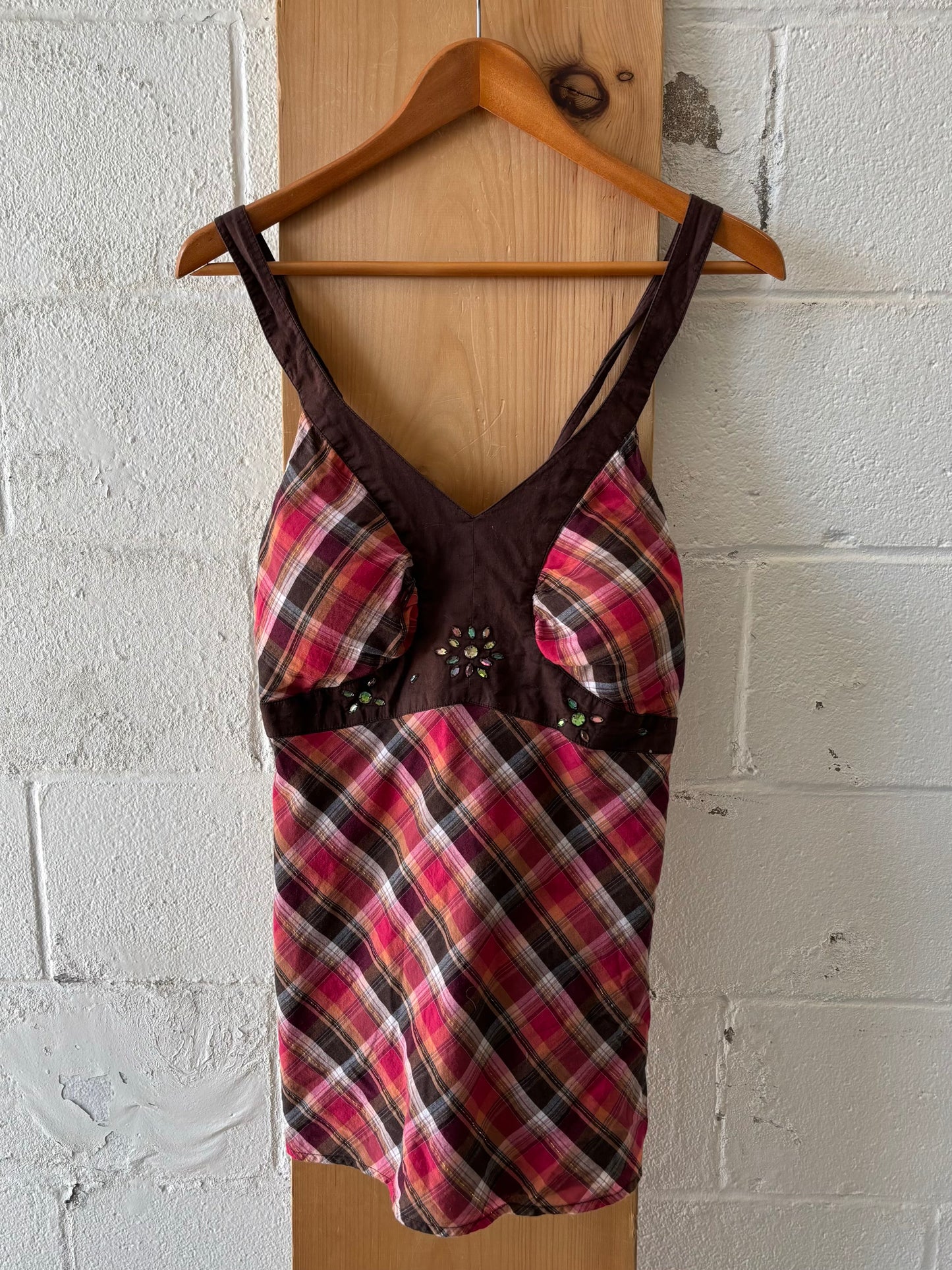 Y2K Plaid Babydoll Top : L