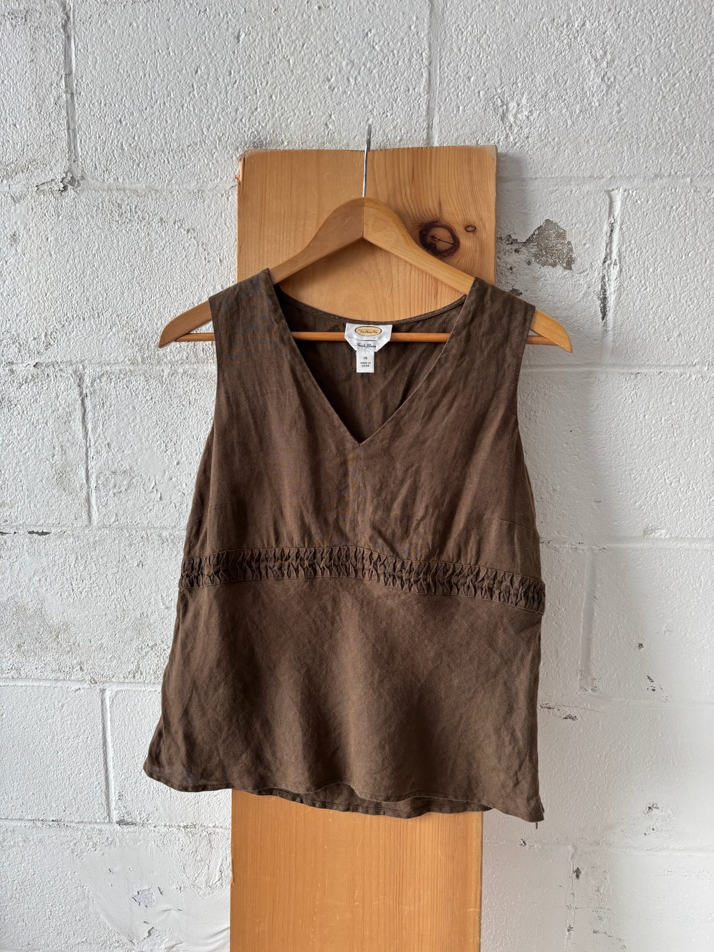 Vtg Brown Linen Top : 14