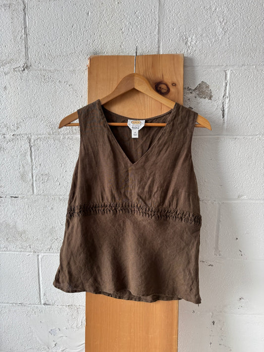 Vtg Brown Linen Top : 14