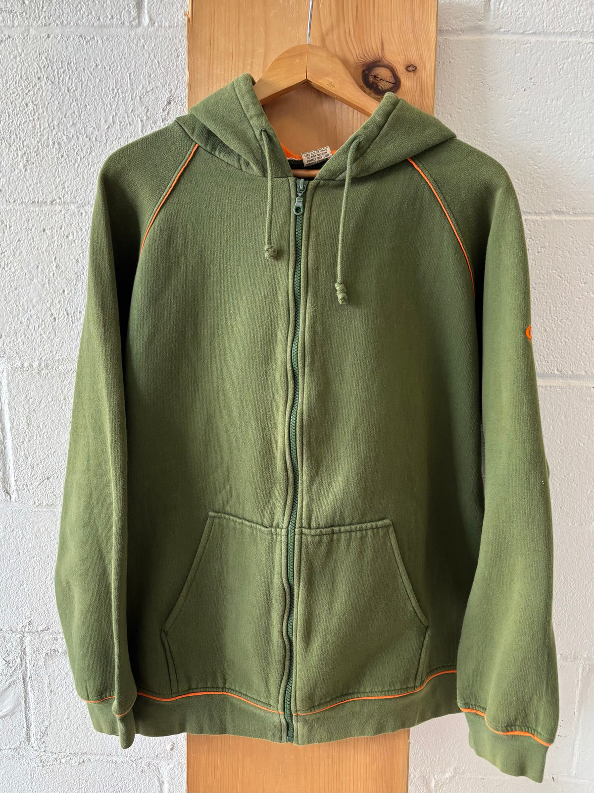 Y2K Green Zip Up Hoodie : L