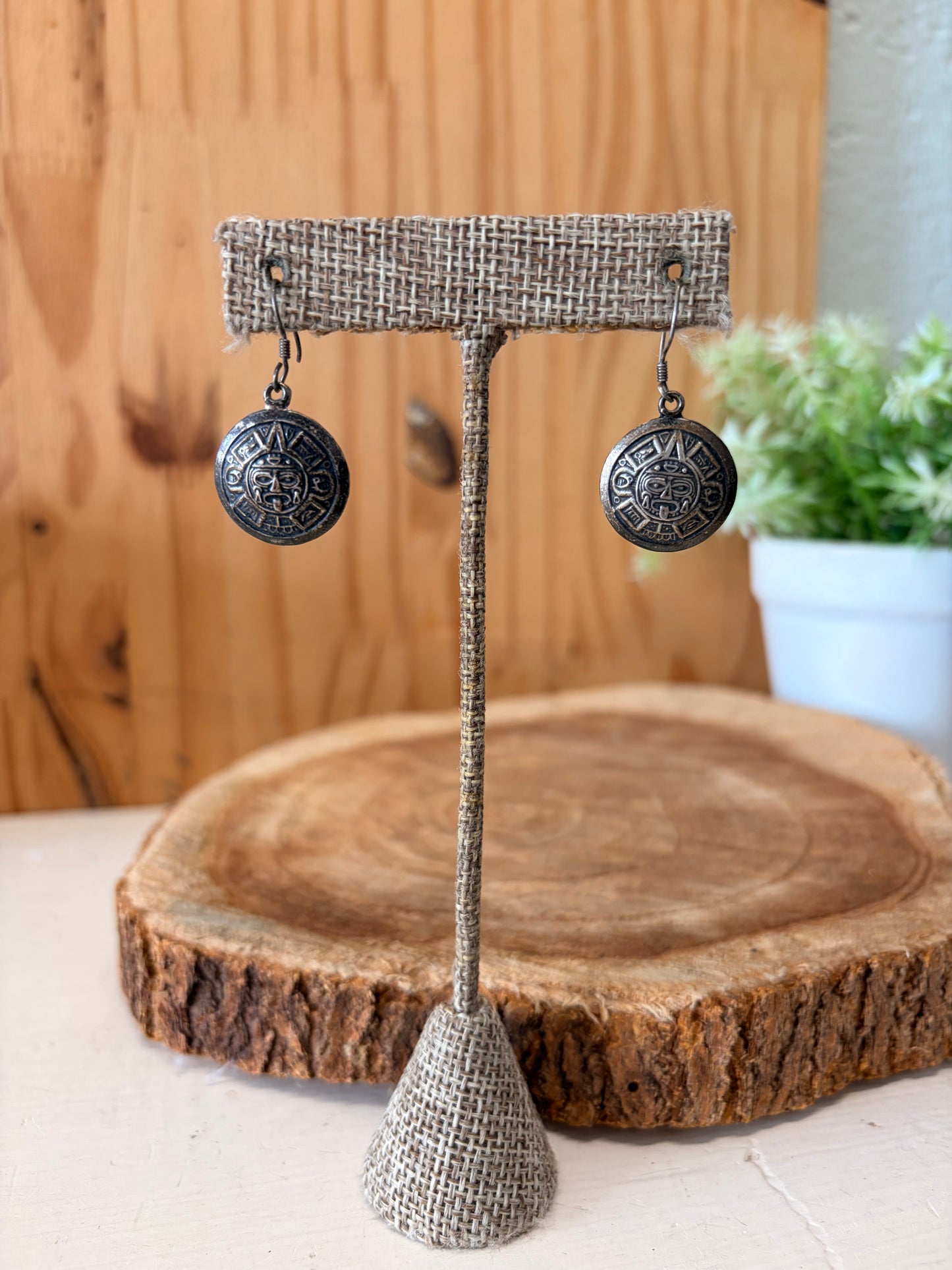 925 Silver Sun Disc Earrings