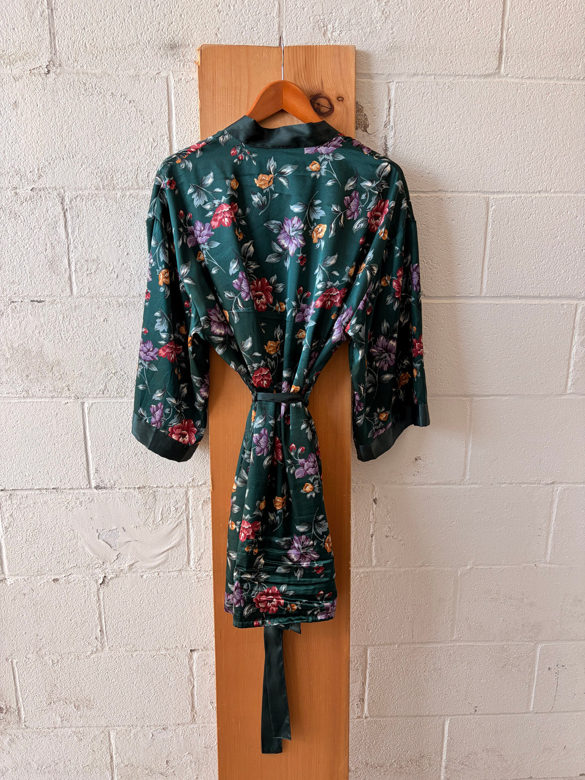 Vtg Floral Green Robe : M