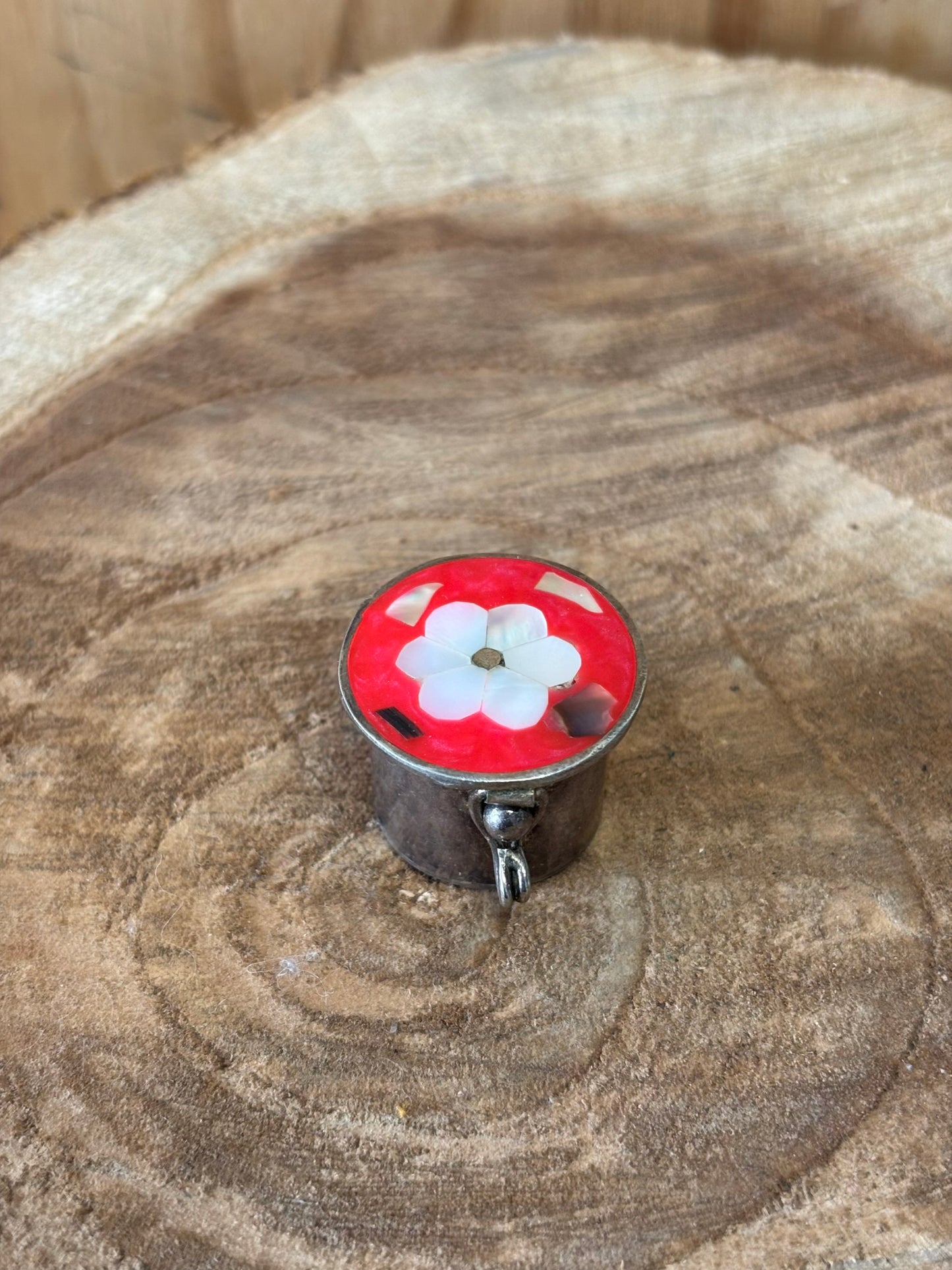 Vtg Mexican Silver Pill Box