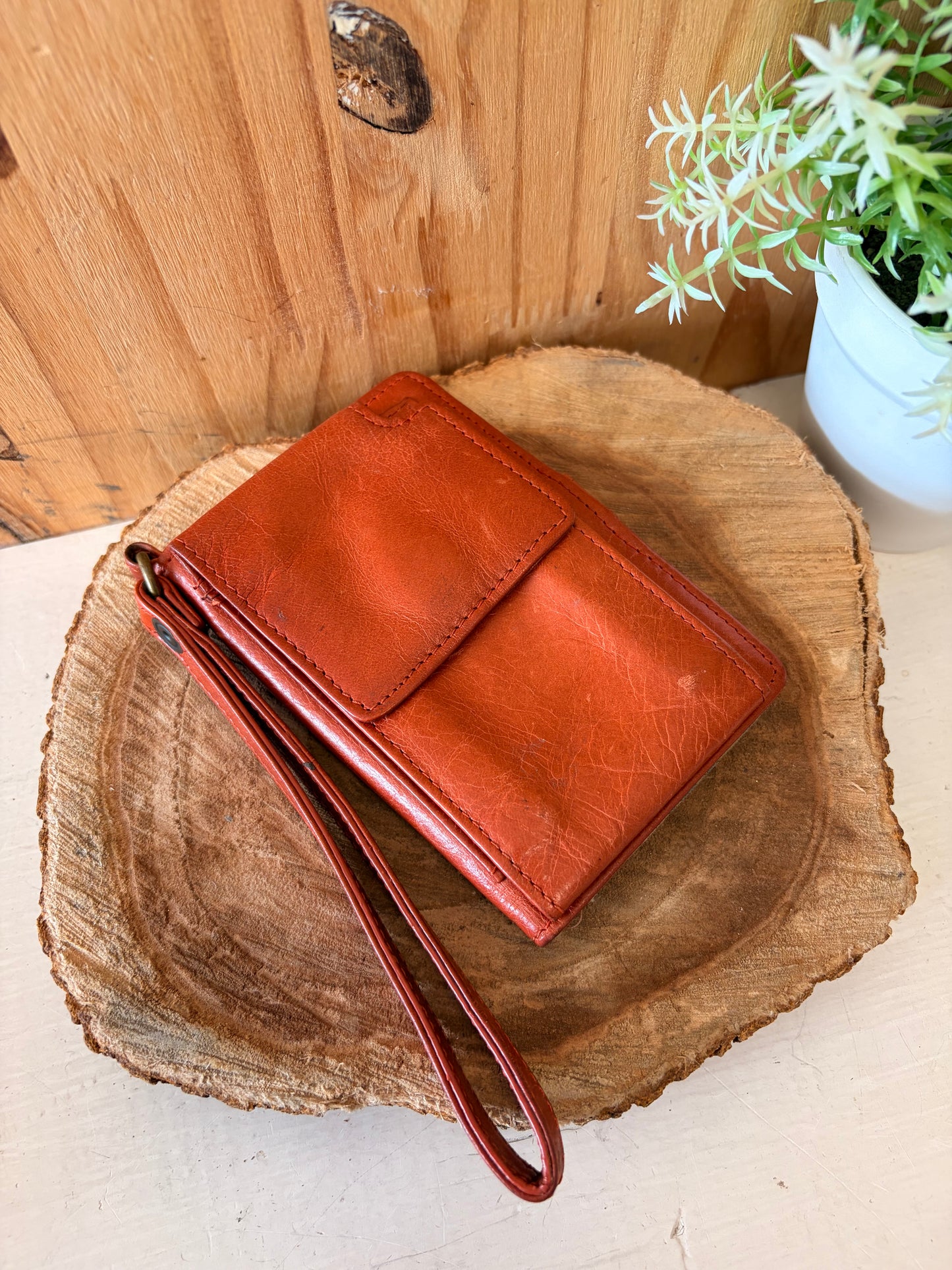 Burnt Orange Wristlet