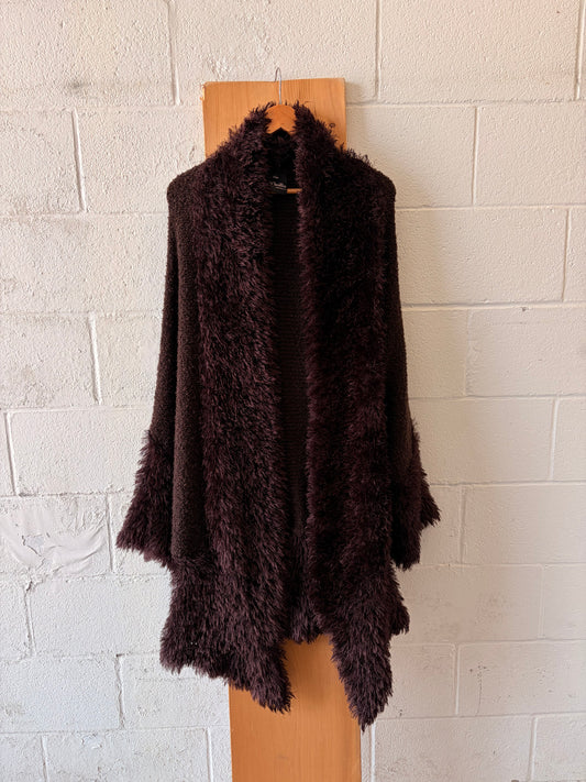 Fuzzy Brown Slouchy Cardigan : OS