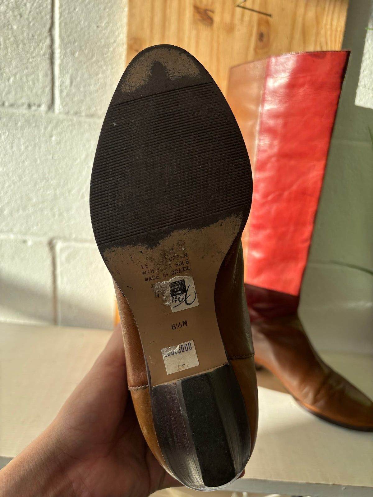 Vtg Multi-Tone Leather Boots : 8.5