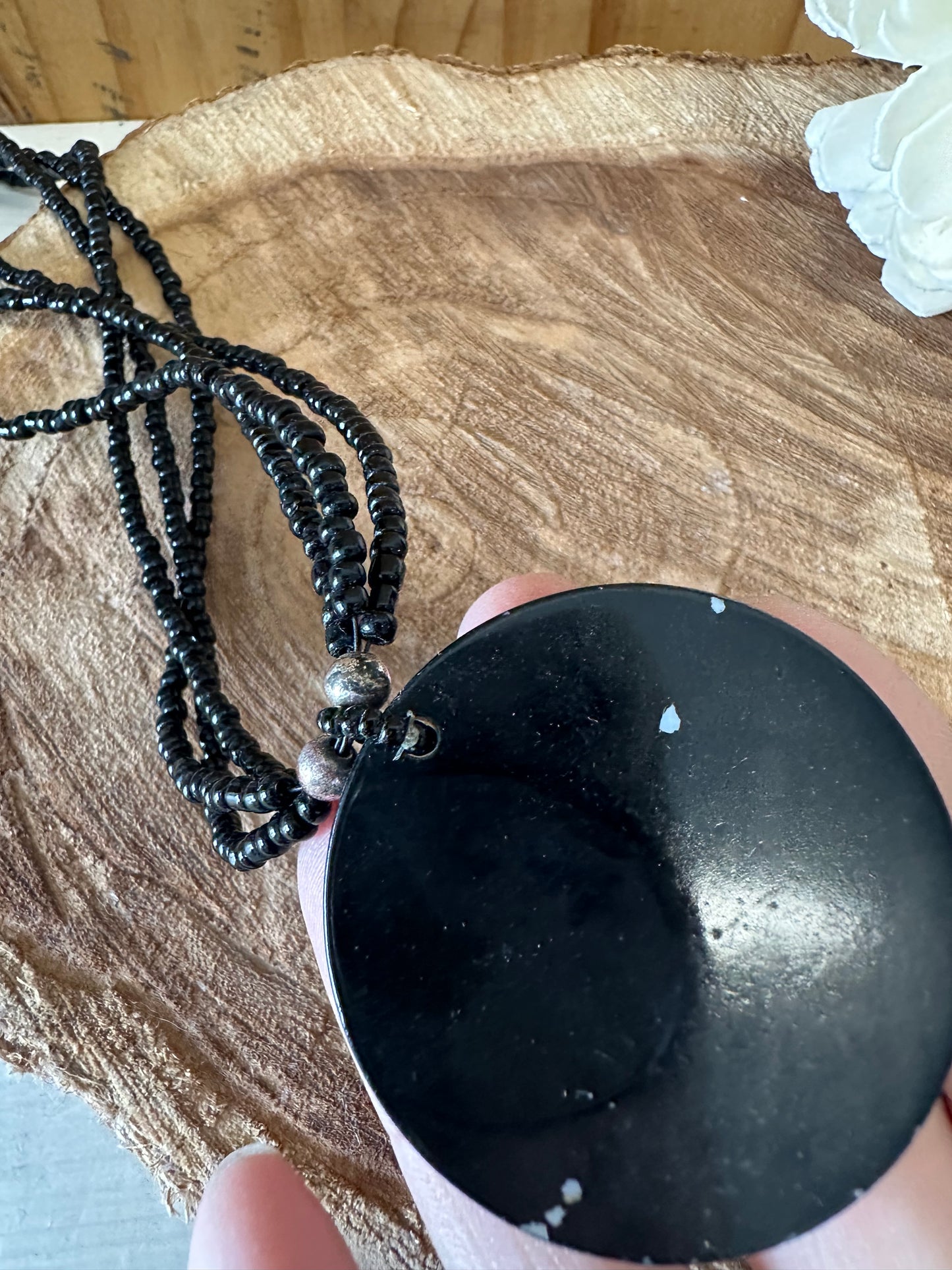 Black Circle Pendant Necklace