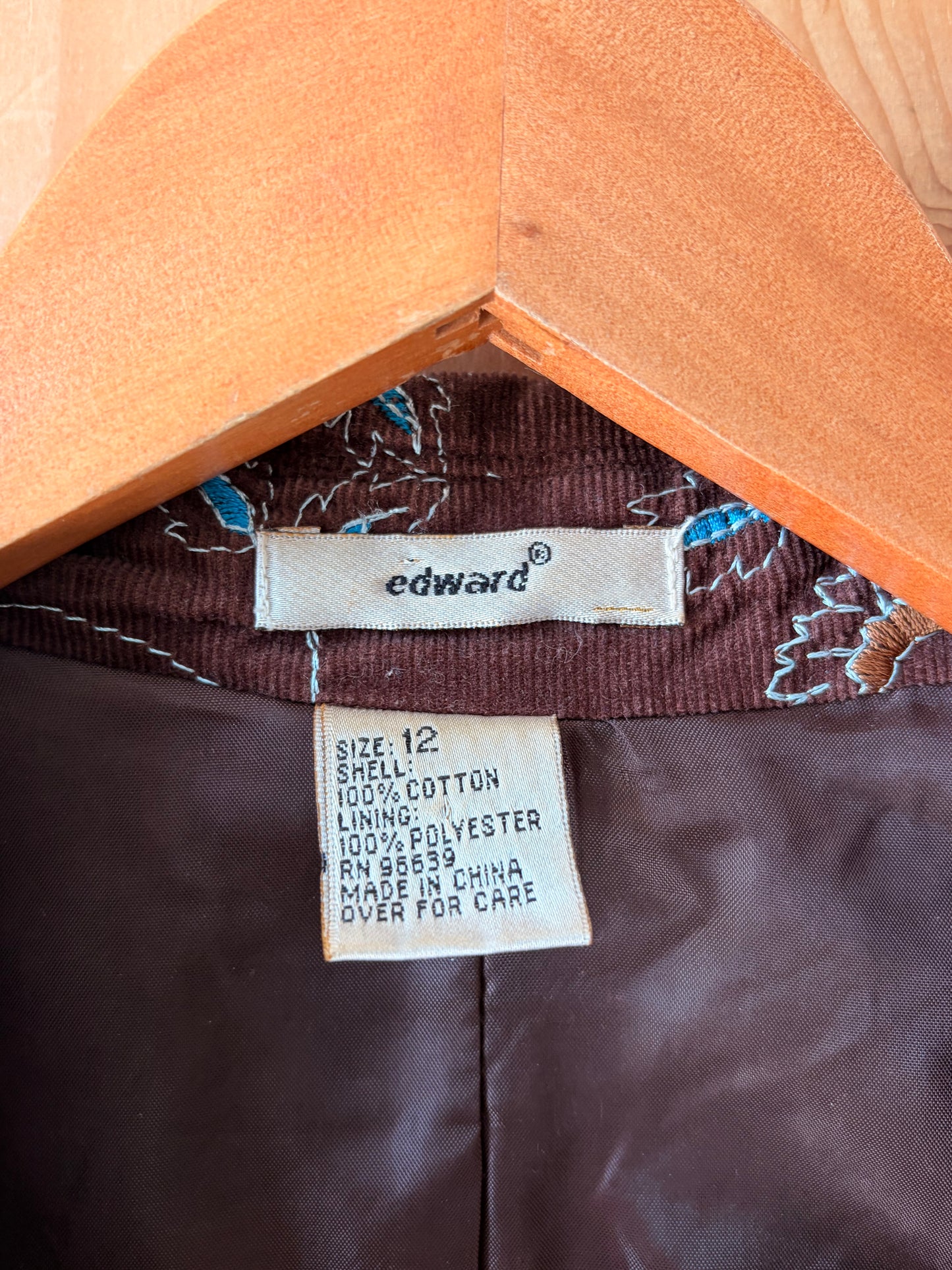 Brown & Blue Floral Embroidered Jacket : 12