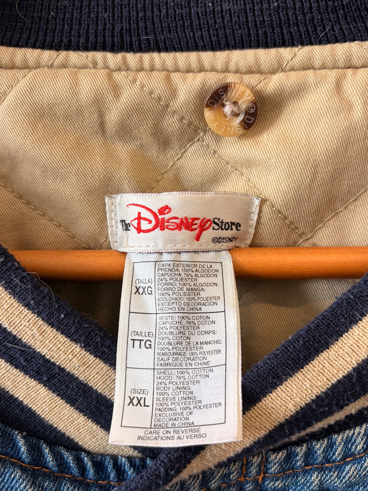 Vtg Disney Eeyore Denim Varsity Jacket : XXL
