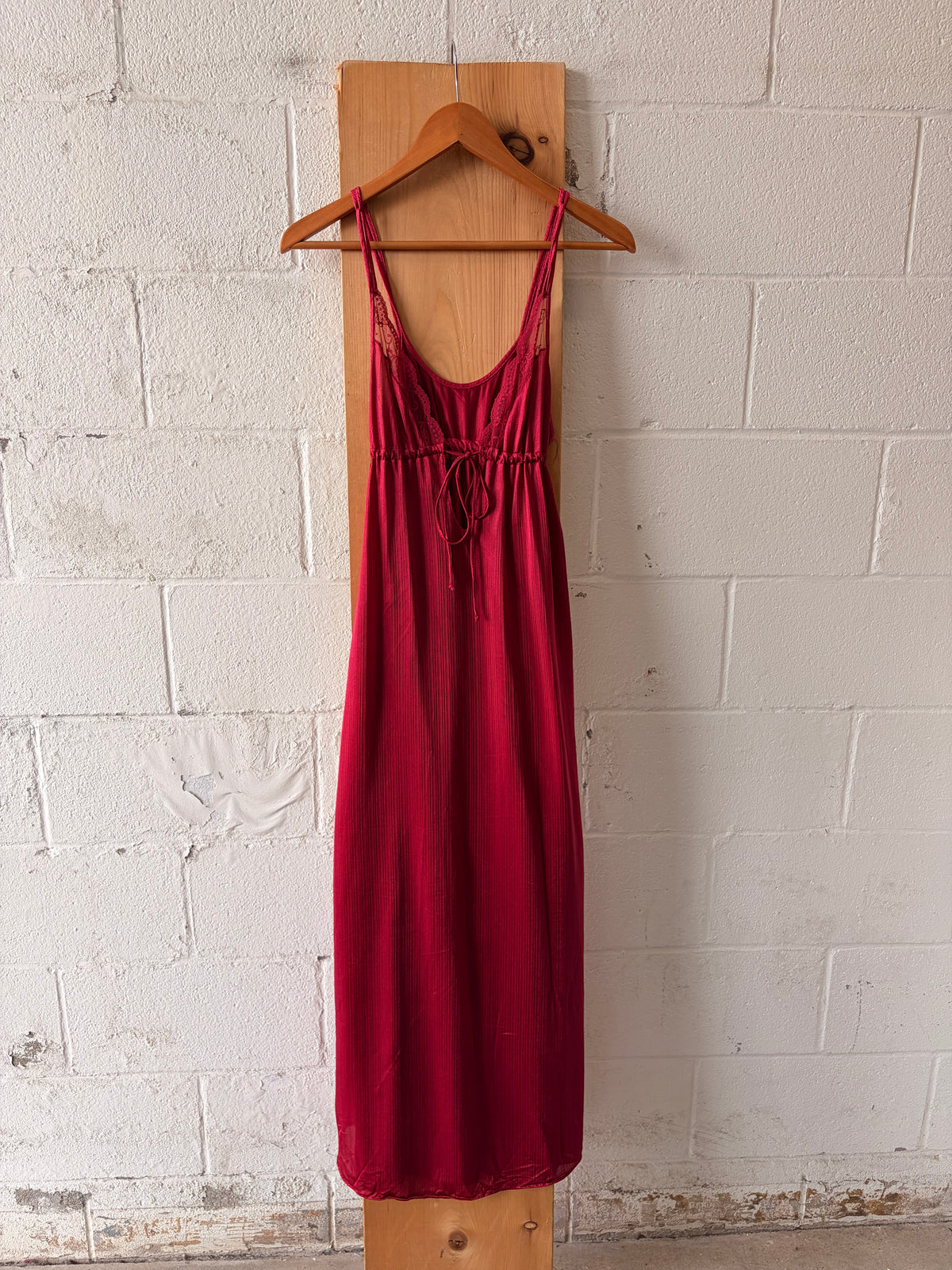Vtg Red Lace Nightgown & Robe Set : S
