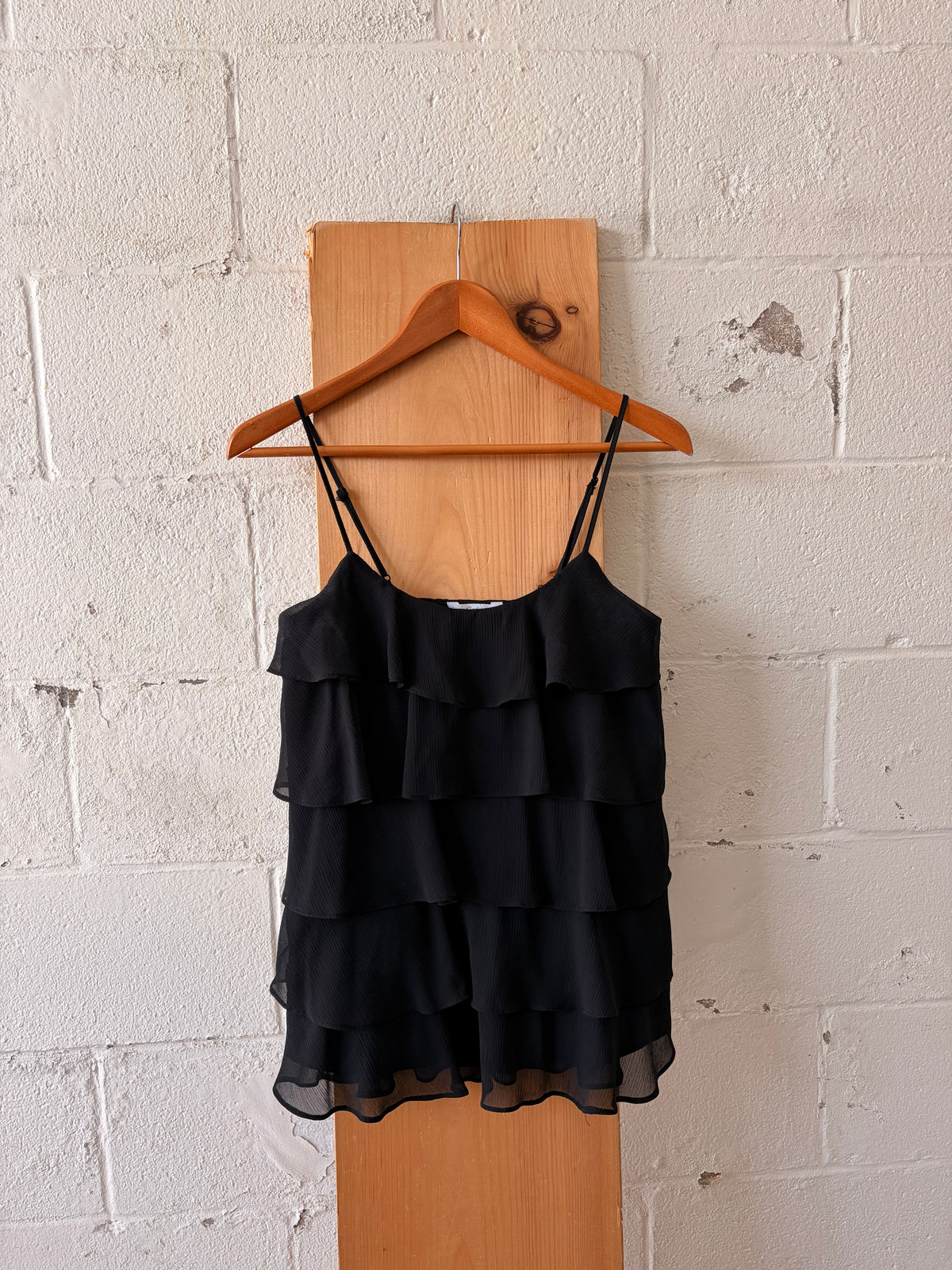 Ruffled Black Tank : S