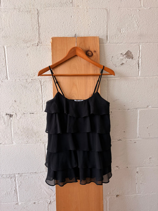 Ruffled Black Tank : S