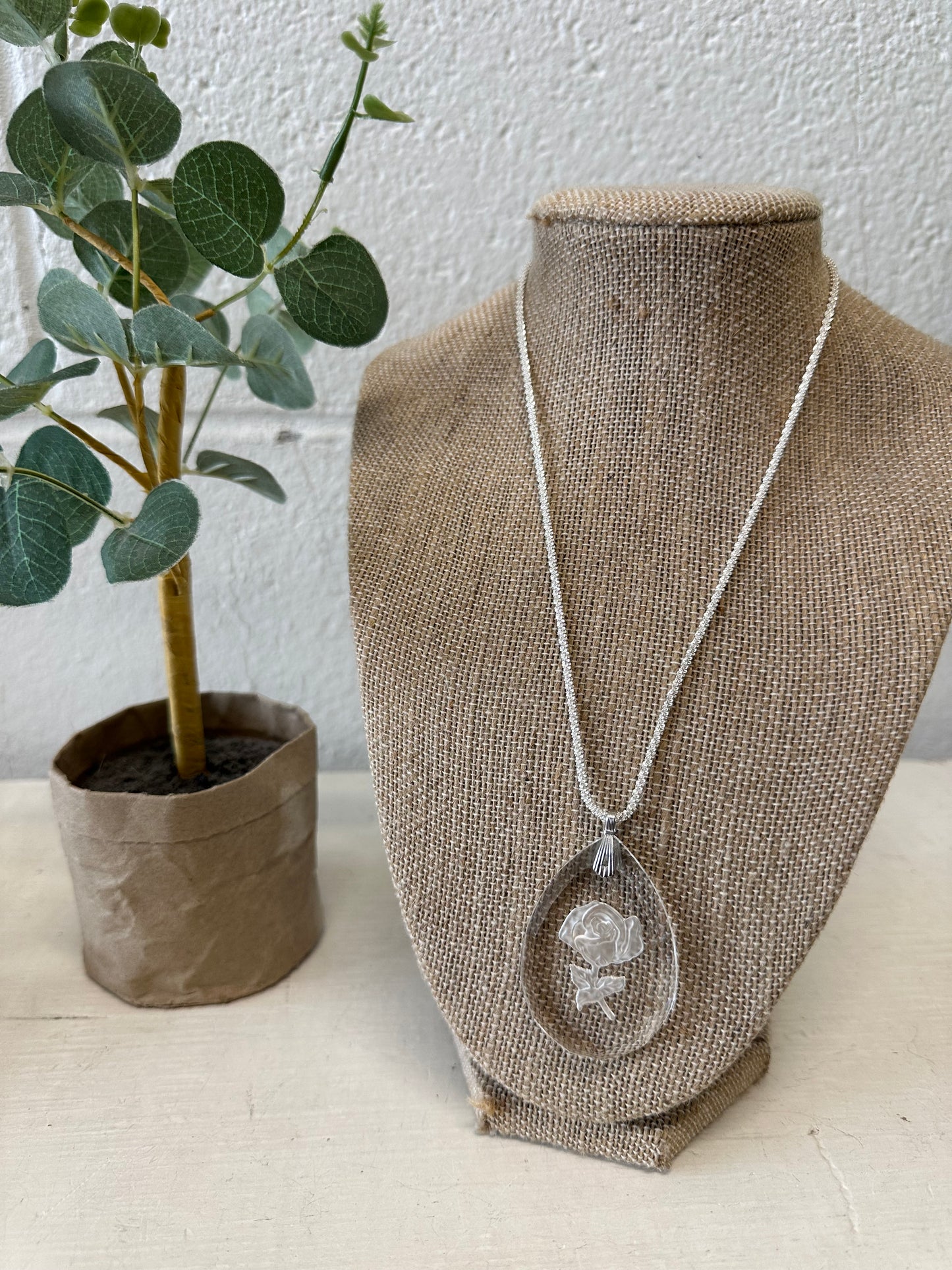 Etched Rose Pendant Necklace