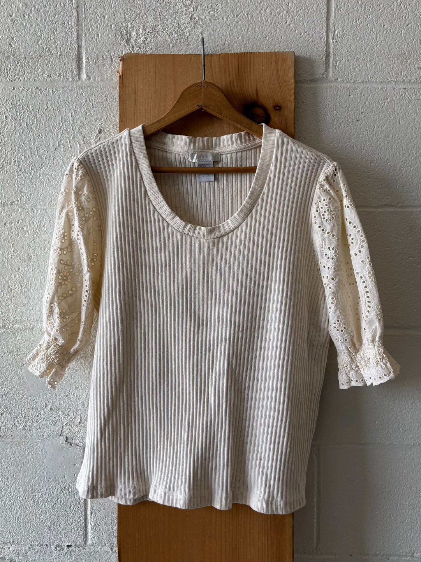 Ribbed White Top : L