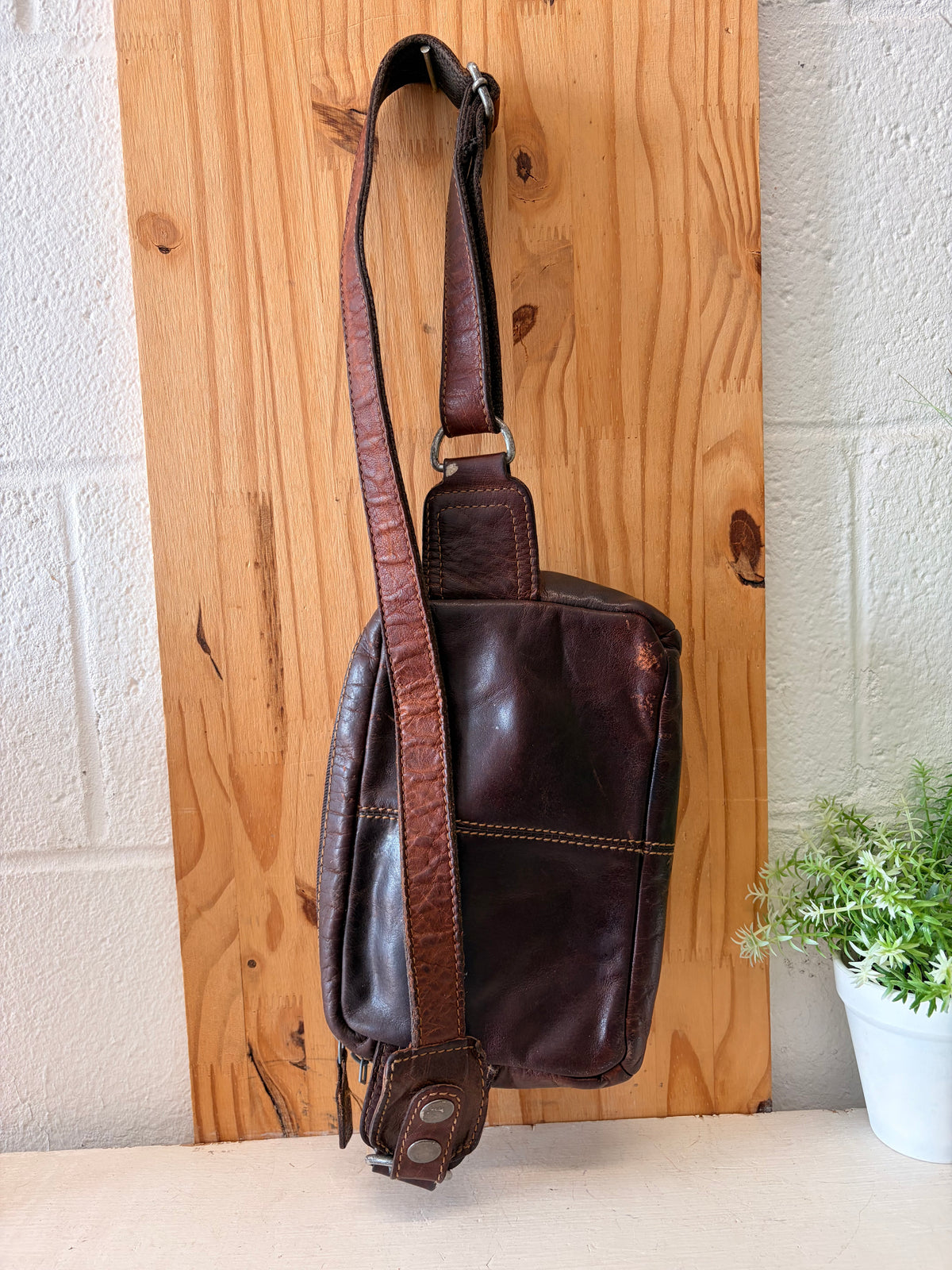 Vtg Jack Georges Brown Leather Voyager Bag