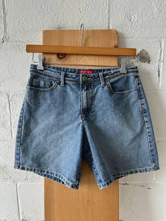 Embroidered Waist Denim Shorts : 8