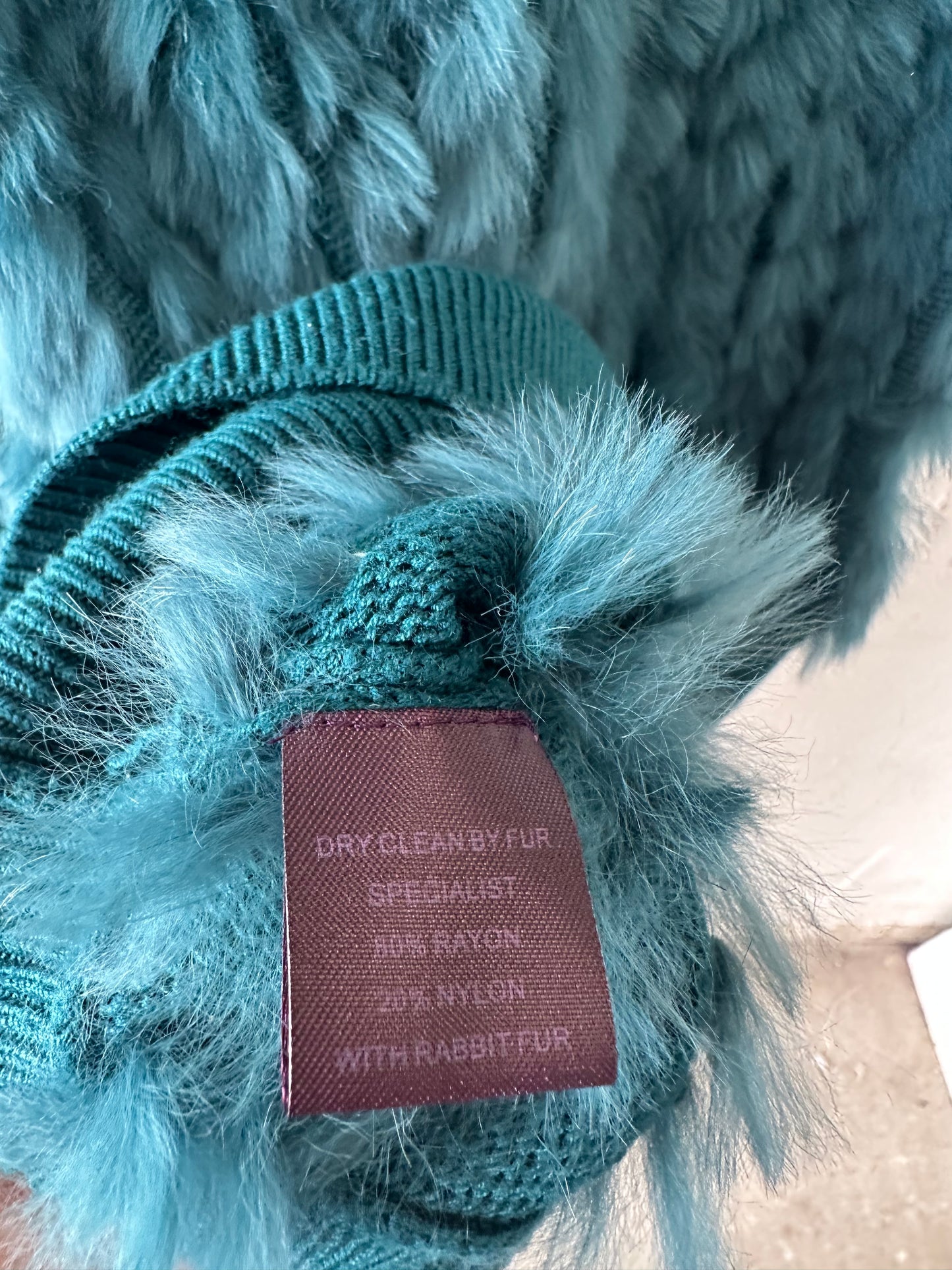 Teal Fur Cardigan : M