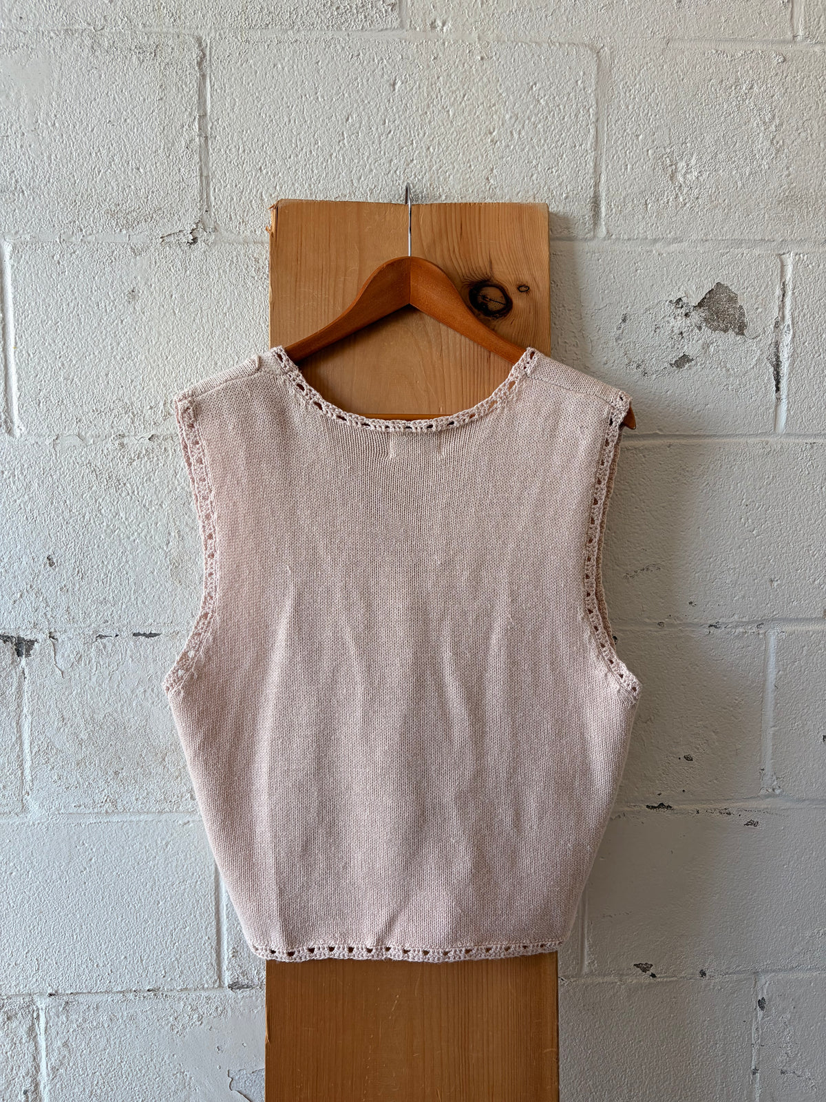 Vtg Baby Pink Sweater Vest : L