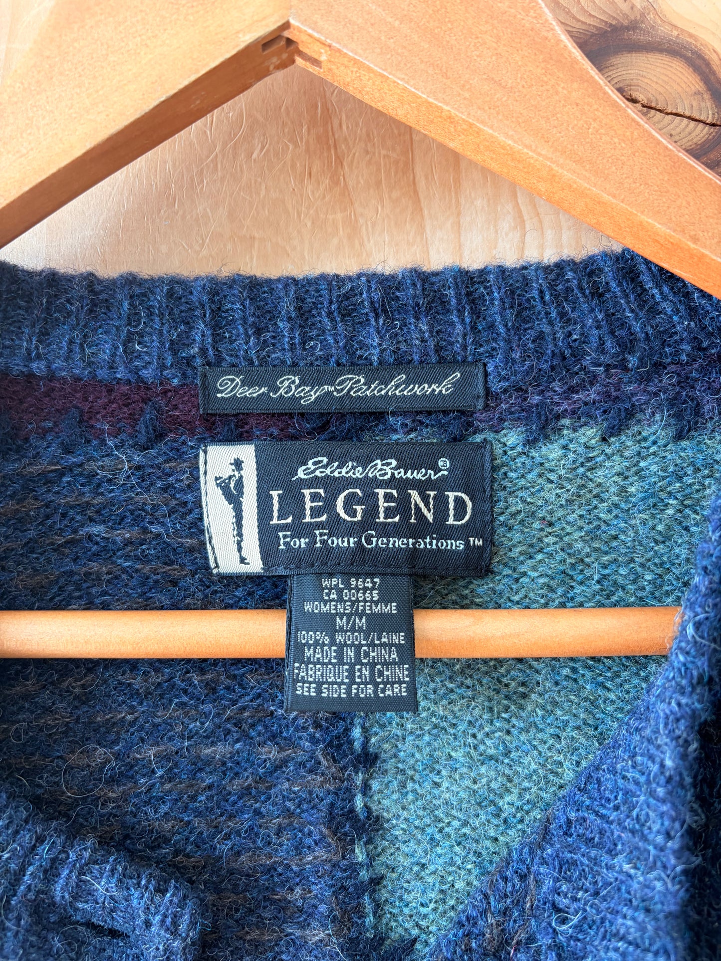 Vtg Patchwork Wool Cardigan : M