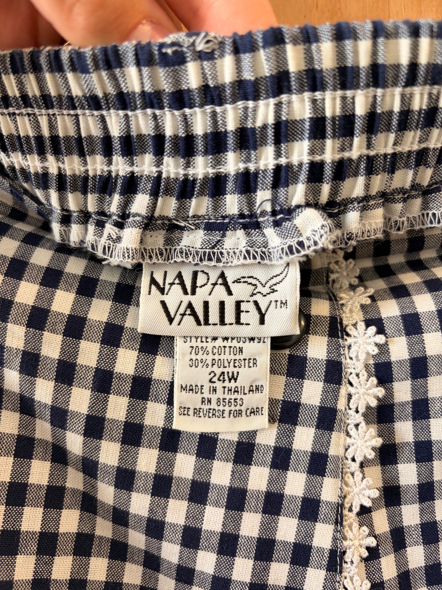 Vtg Napa Valley Floral Embroidered Gingham Skirt : 24W